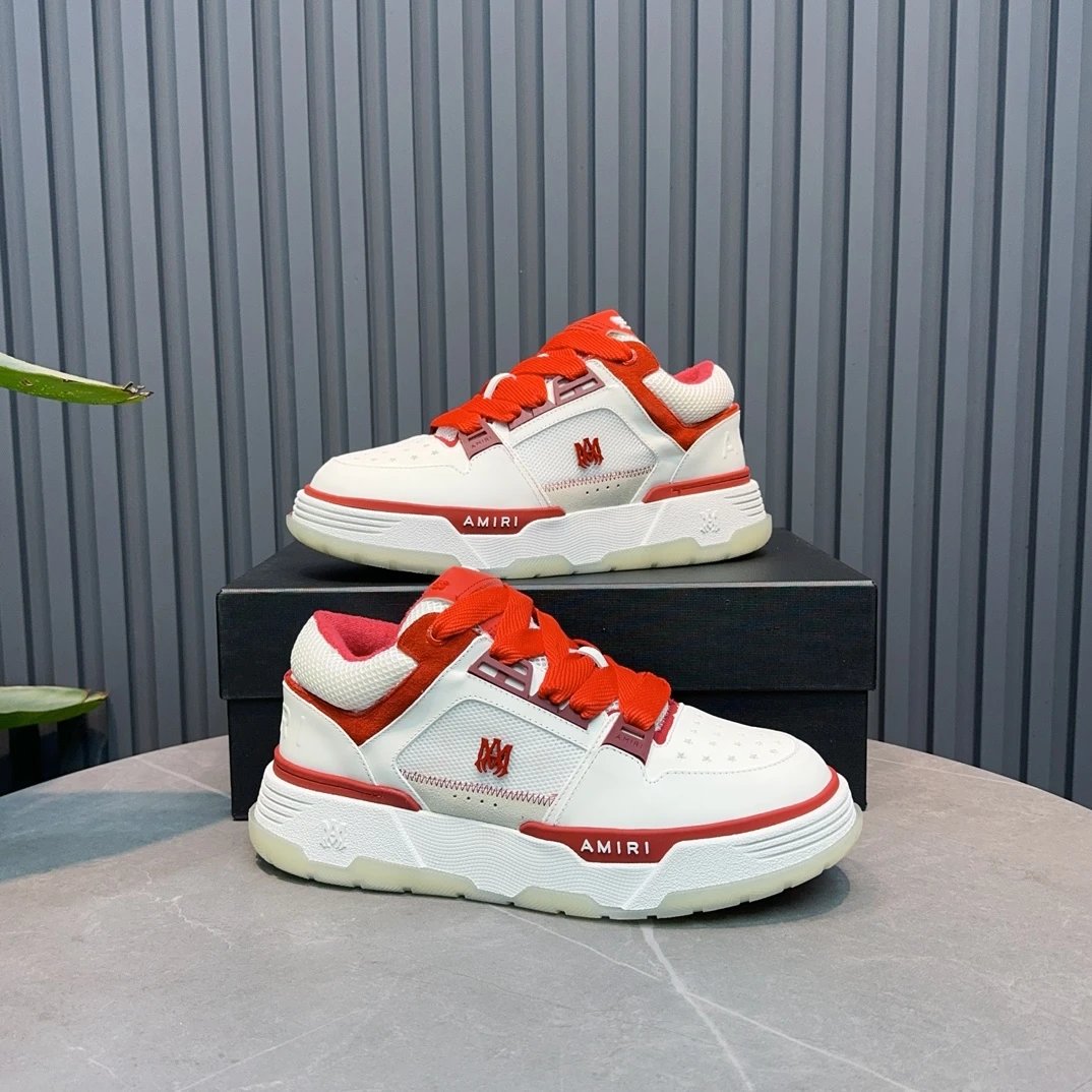 Retro Low Top Leather Sneakers White Crimson Red - Gallery Image 7 - Detailed View