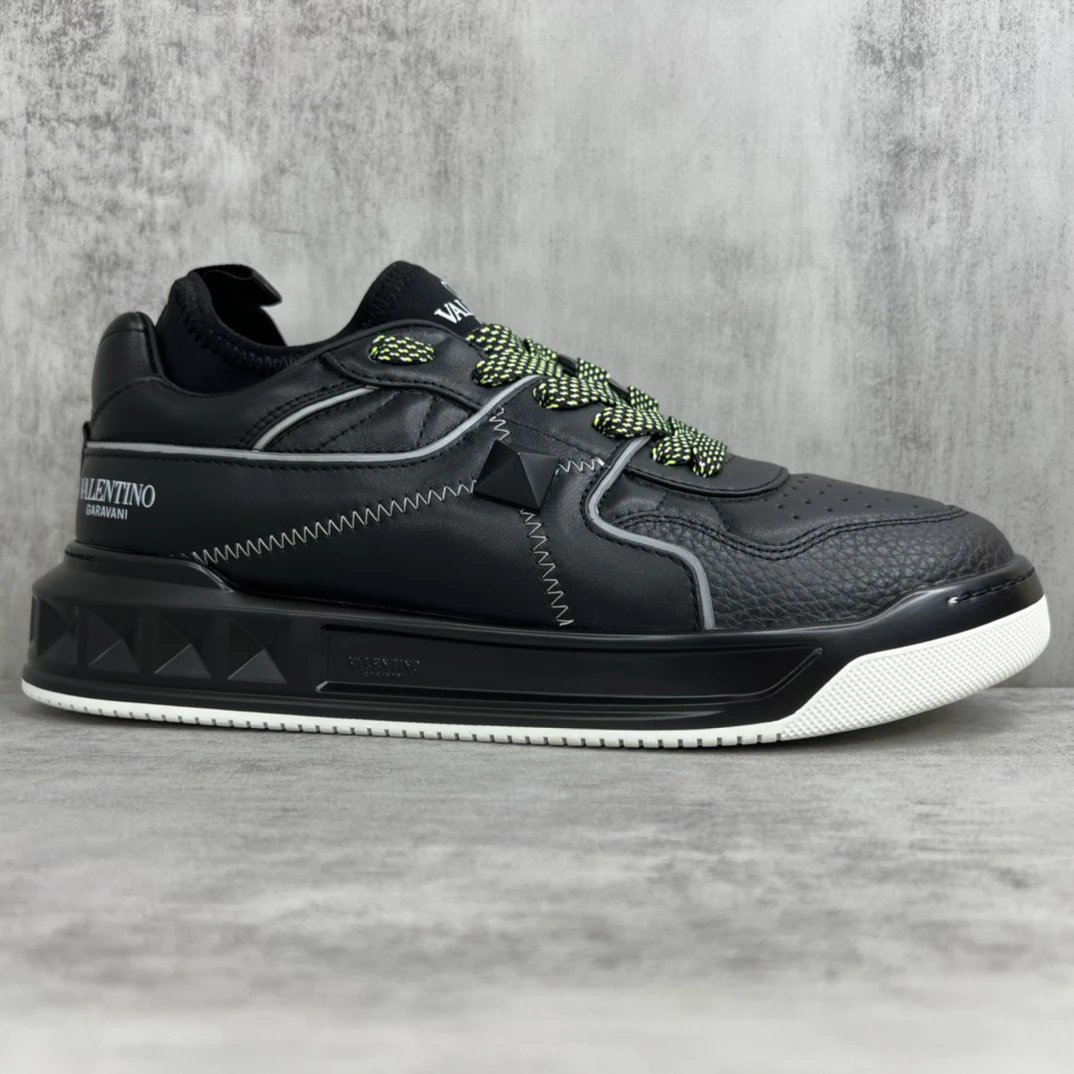 Chunky Leather Sock Sneakers Ebony Black - Gallery Image 6 - Detailed View