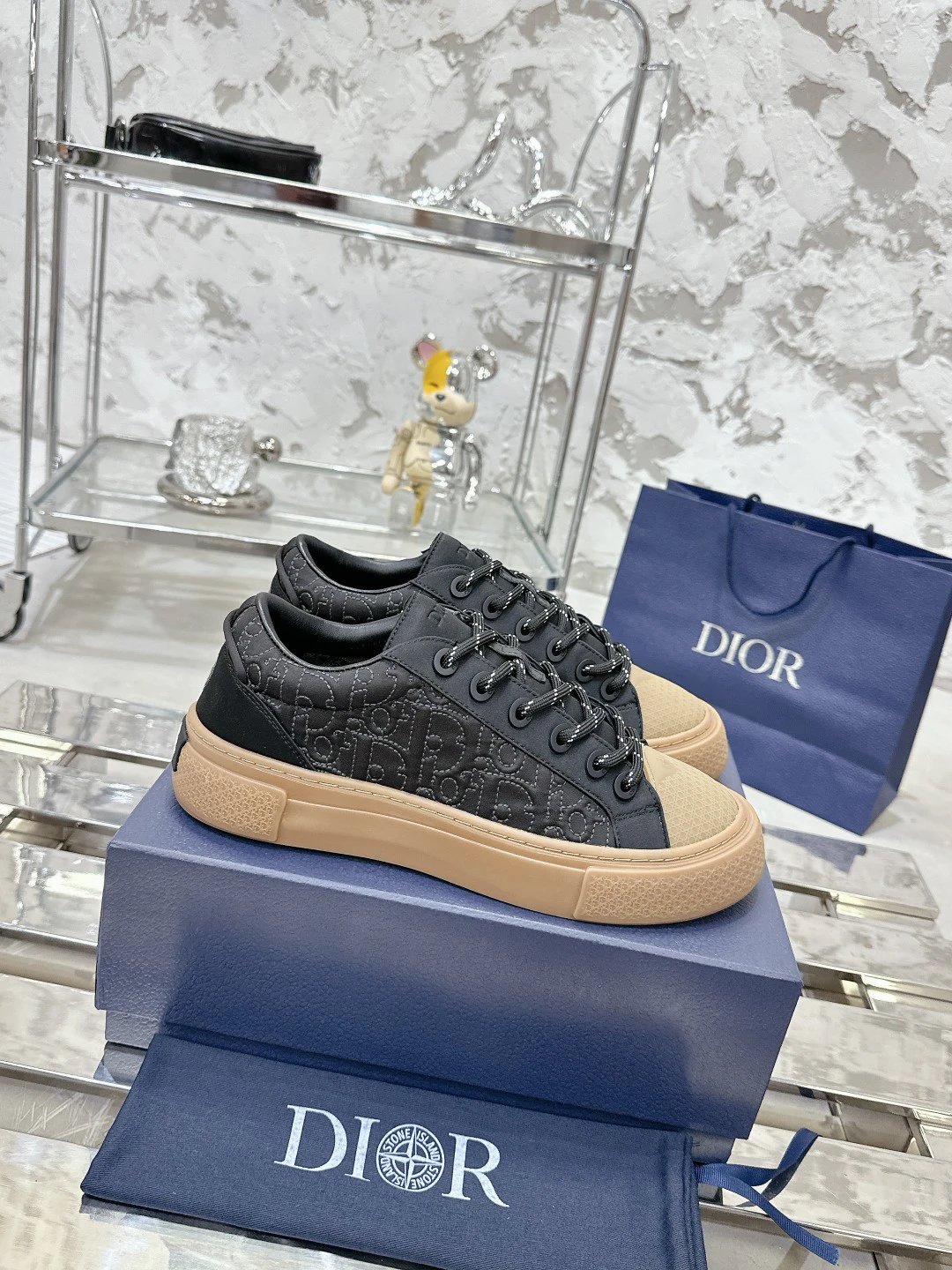 Casual Cotton Sneakers in Midnight Black - Stone Island - Cnfans - $80.65