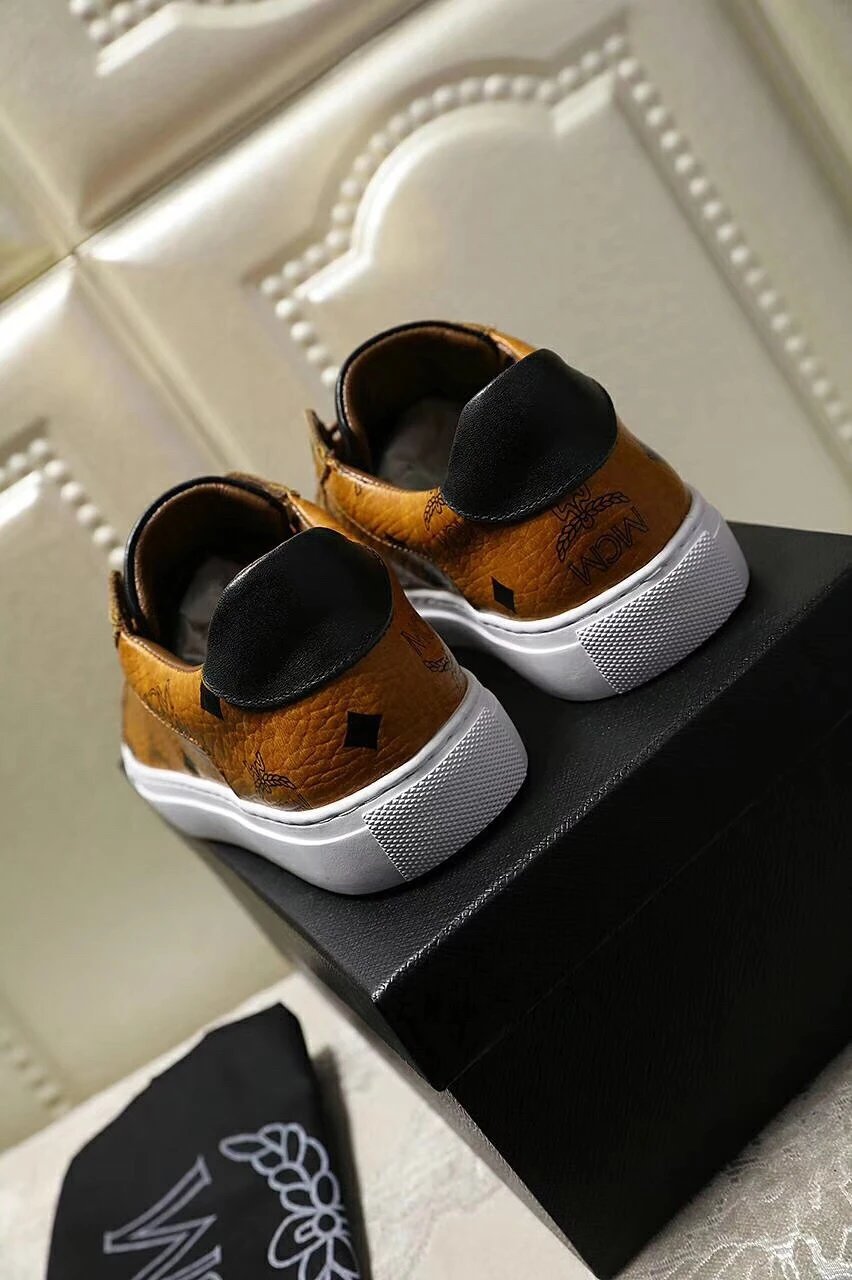 MCM Classic Leather Sneakers Brown - Gallery Image 6 - Detailed View