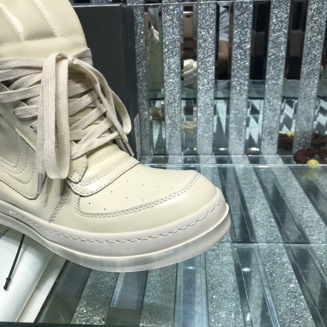 Rick Owens Geobasket Triangular High-Top Sneakers White - Gallery Image 4 - Detailed View