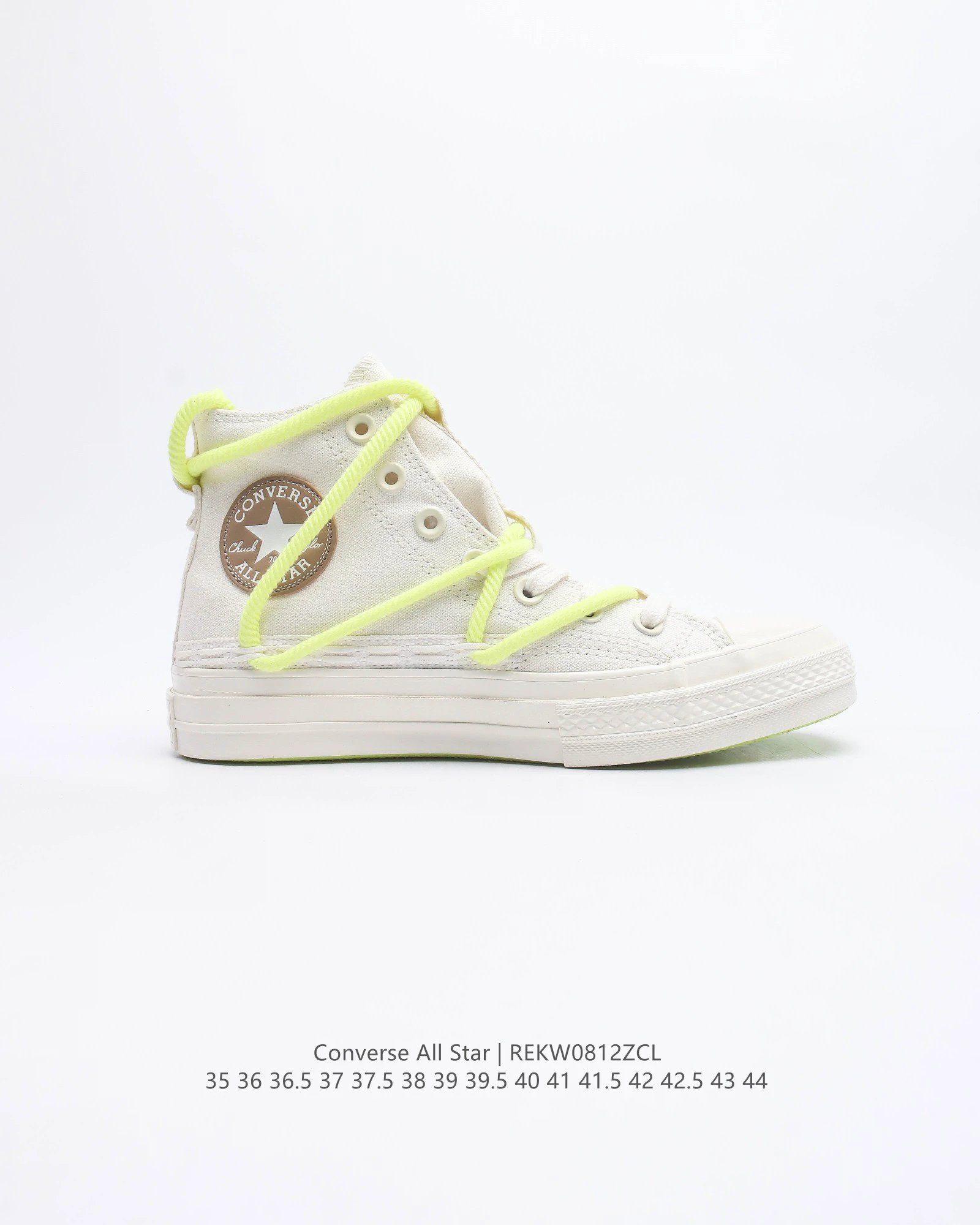 Unisex Canvas High Top Skate Shoes Ivory Lemon - Gallery Image 3 - Detailed View