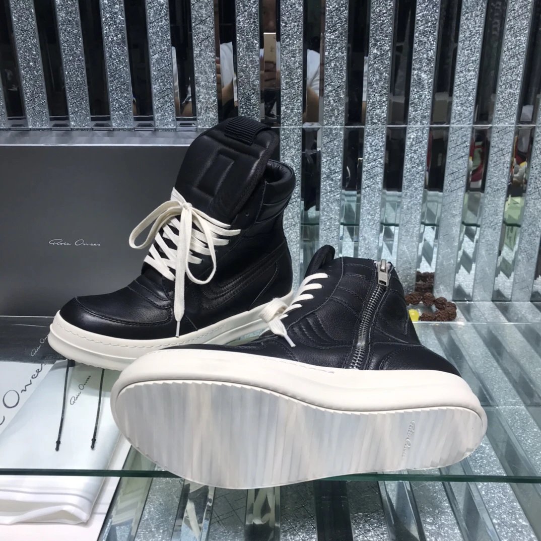 Rick Owens Geobasket Triangular High-Top Sneakers Black  - Gallery Image 8 - Detailed View