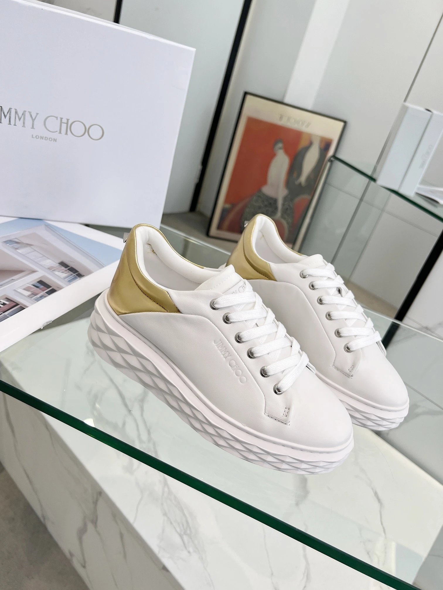 Jimmy Choo Diamond Sneakers Gold - High Quality Product Image - Cnfans