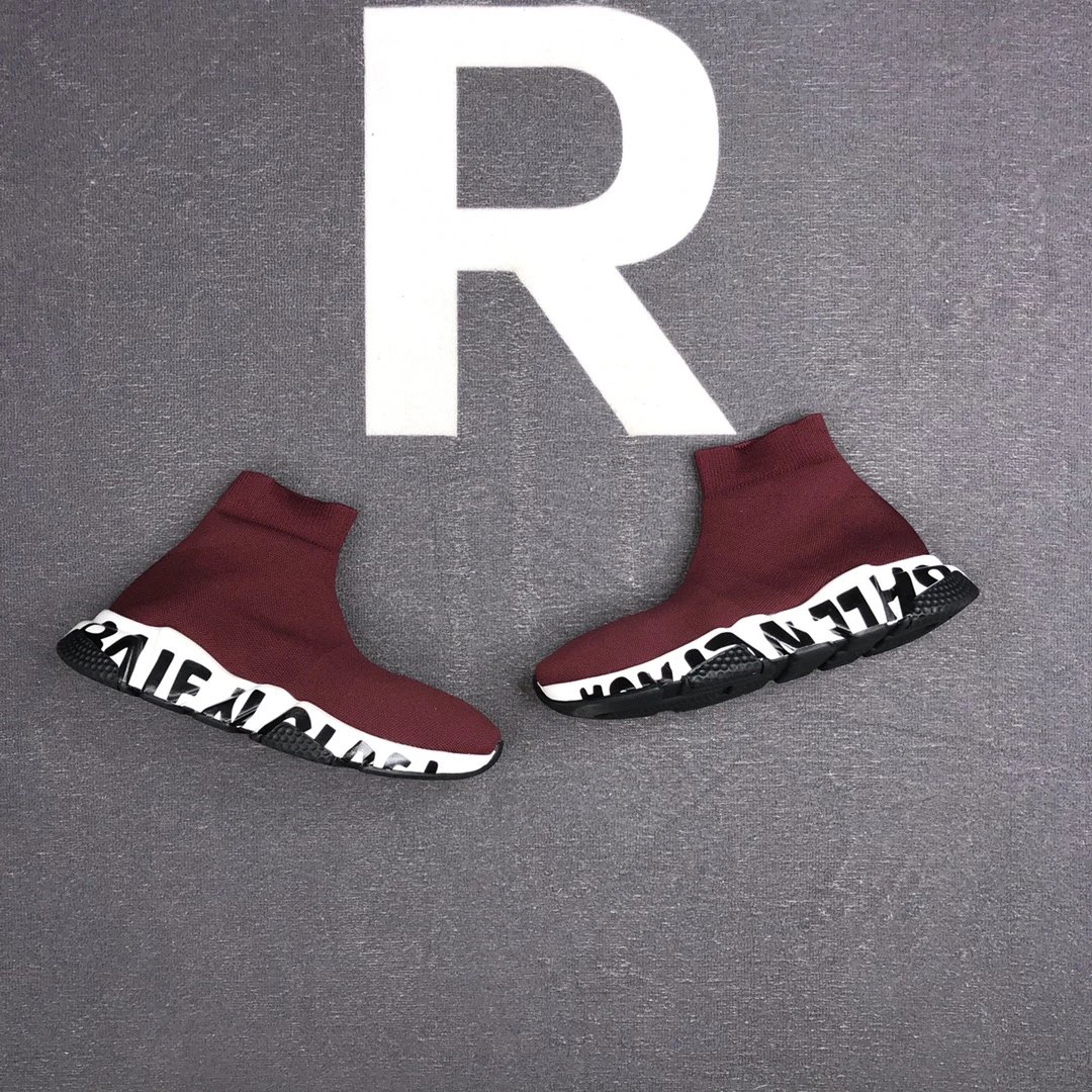 Unisex Knit Sock Sneakers with TPU Sole Burgundy - Gallery Image 5 - Detailed View