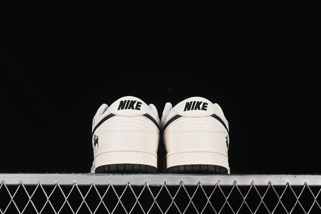 Limited Edition Leather Low-top Sneakers in Cream Noir - Gallery Image 6 - Detailed View