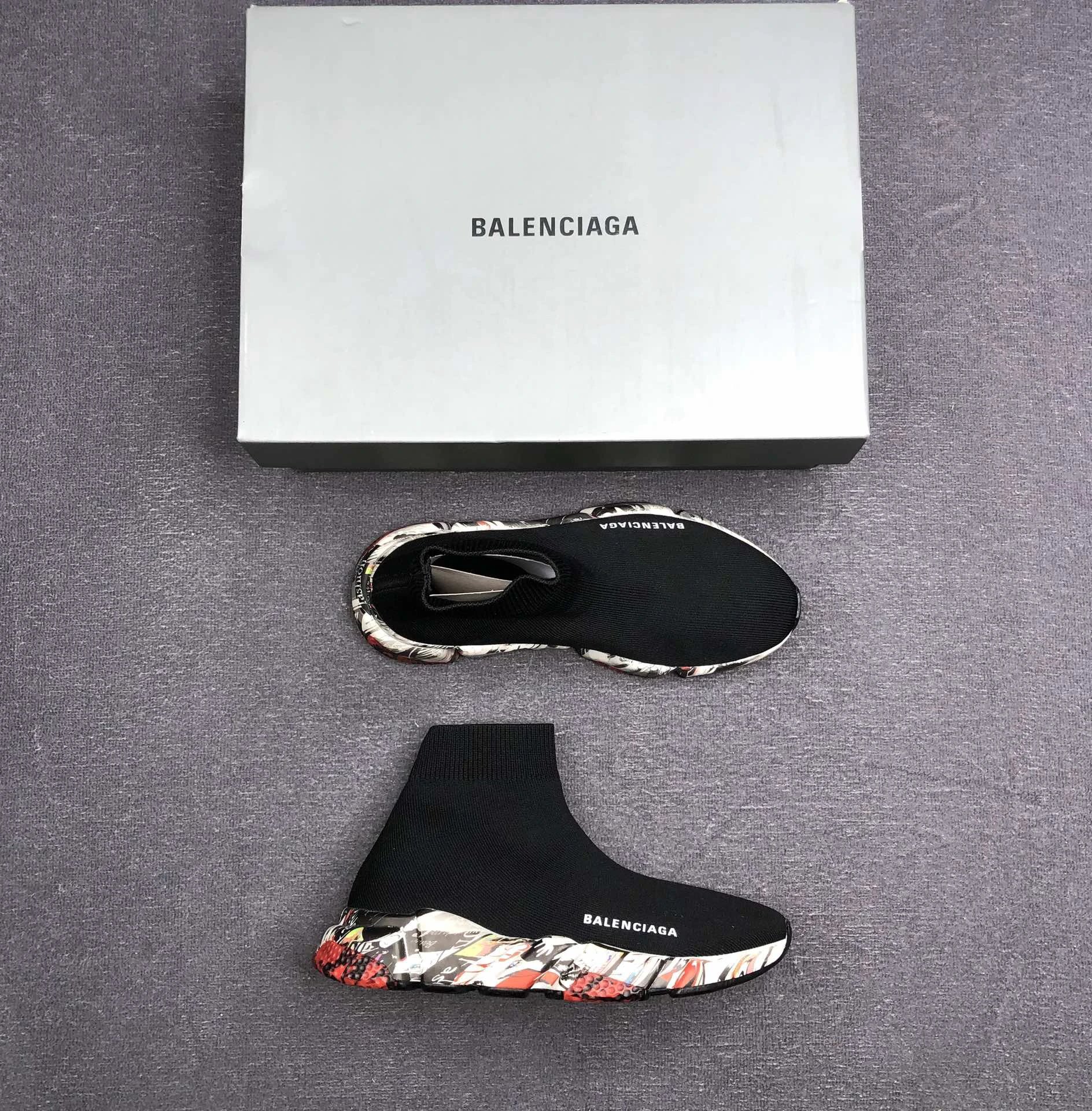 Unisex Knit Sock Sneakers with Patterned Sole in Onyx Black - Gallery Image 3 - Detailed View