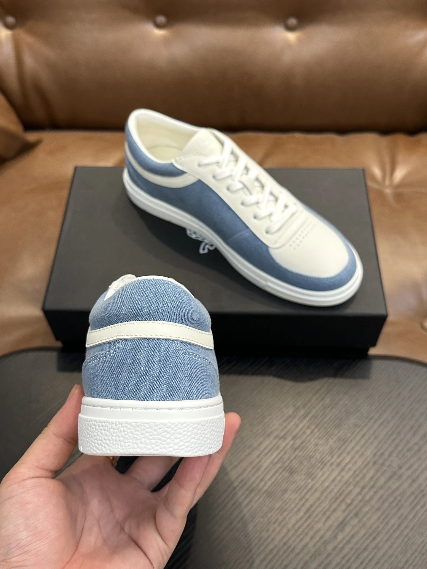 MCM Skystream Cubic Monogram Jacquard Sneaker Blue - Gallery Image 8 - Detailed View