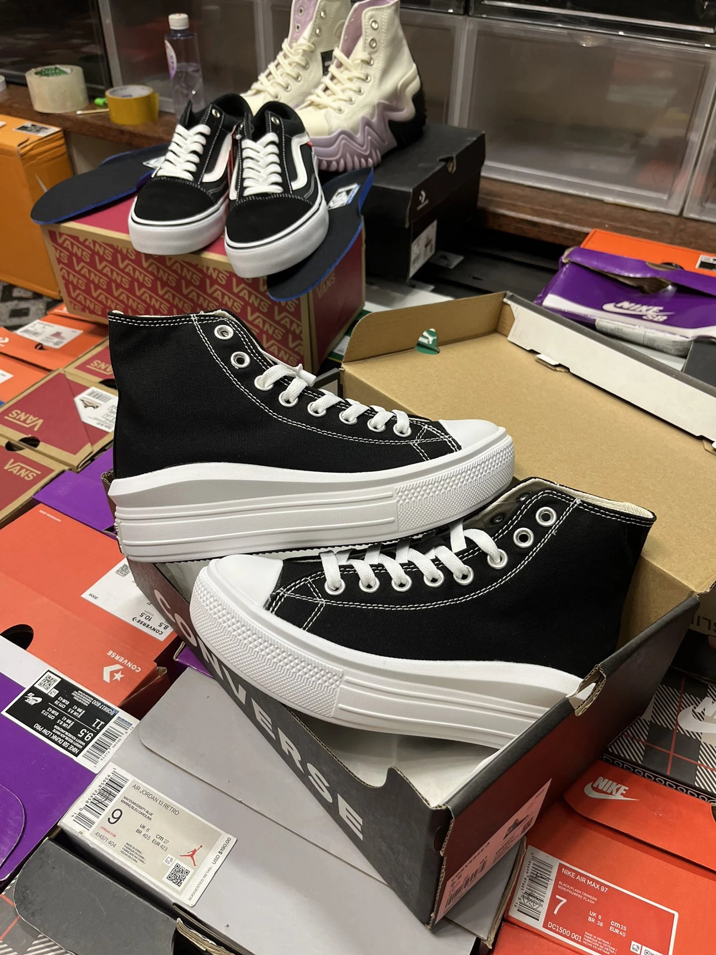 Platform High Top Canvas Sneakers Midnight Black - Gallery Image 2 - Detailed View