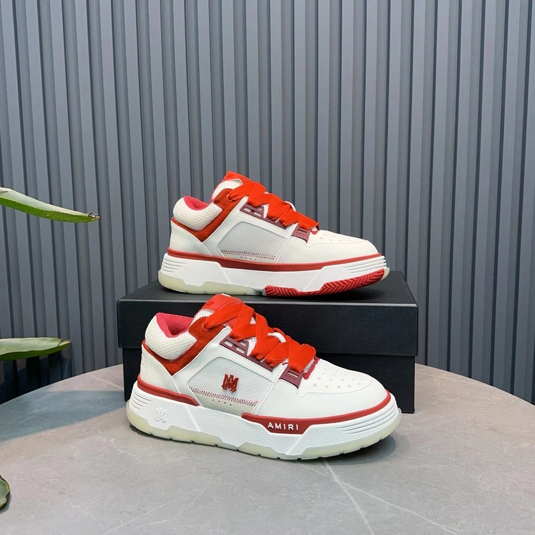 Retro Low Top Leather Sneakers White Crimson Red - Gallery Image 5 - Detailed View