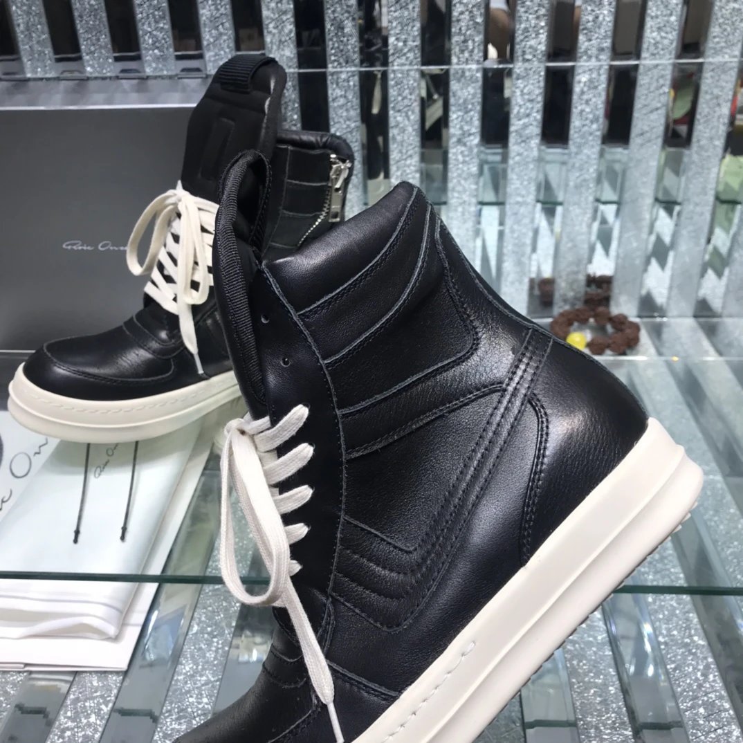 Rick Owens Geobasket Triangular High-Top Sneakers Black  - Gallery Image 5 - Detailed View