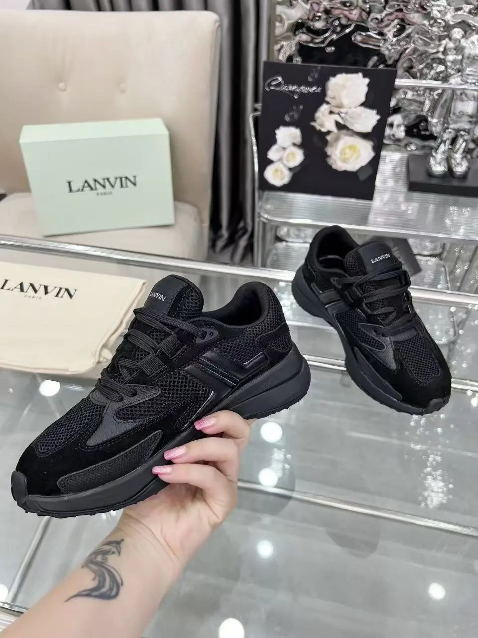 Lanvin Clay Sneakers Black - Gallery Image 7 - Detailed View