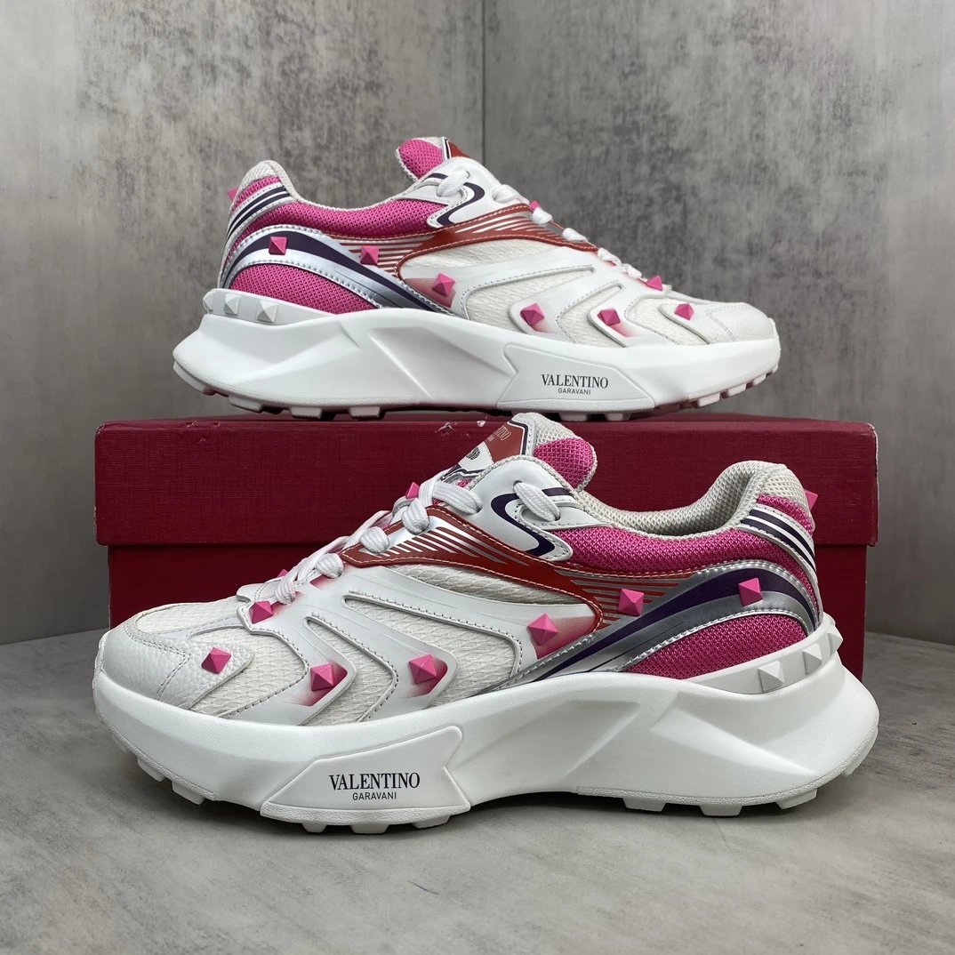 Chunky Leather Mesh Sneakers Fuchsia Pink - Gallery Image 9 - Detailed View