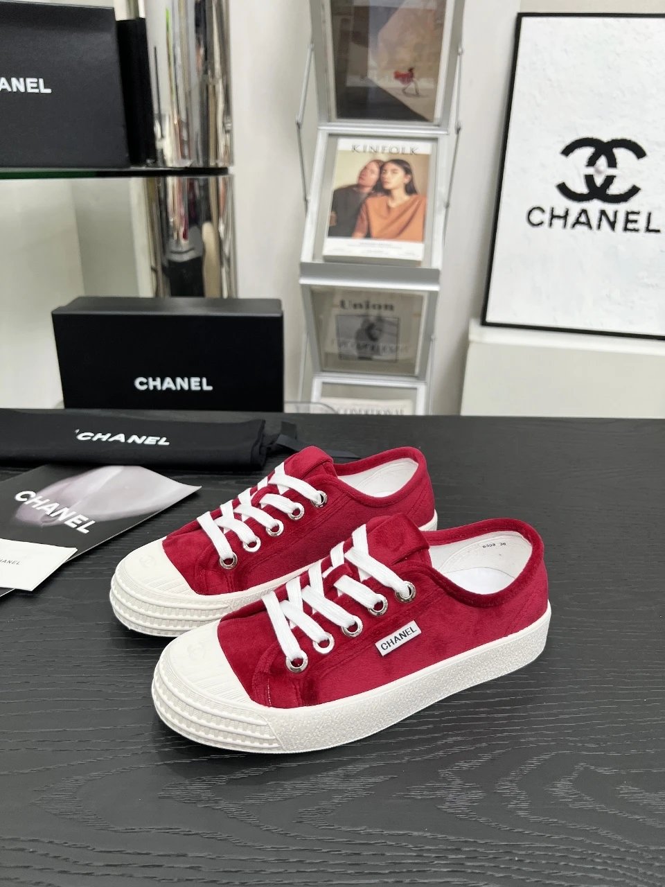 Chanel Vintage Red Sneakers - Gallery Image 3 - Detailed View
