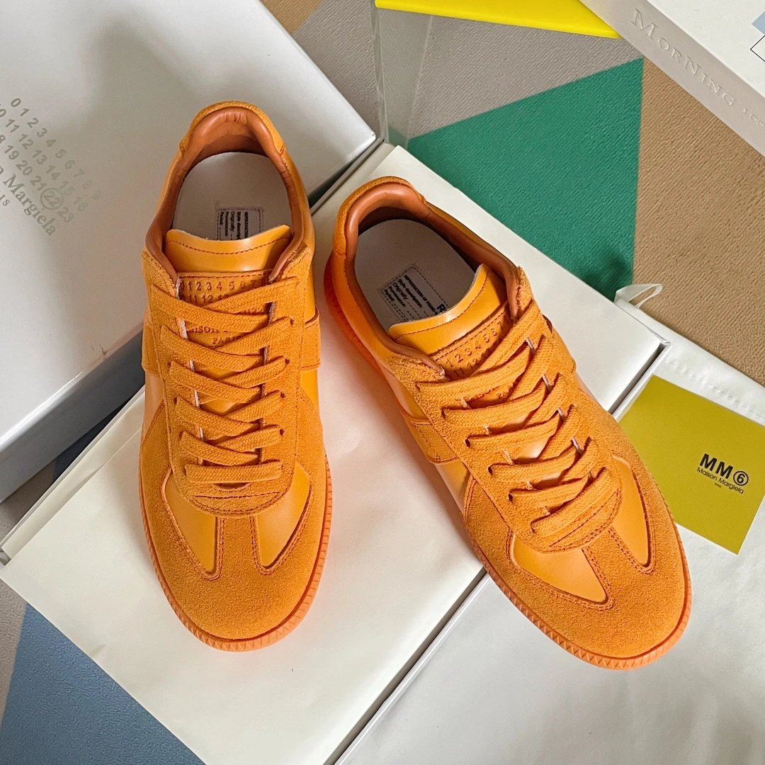Maison Margiela MM6 Orange German Trainers - Gallery Image 2 - Detailed View