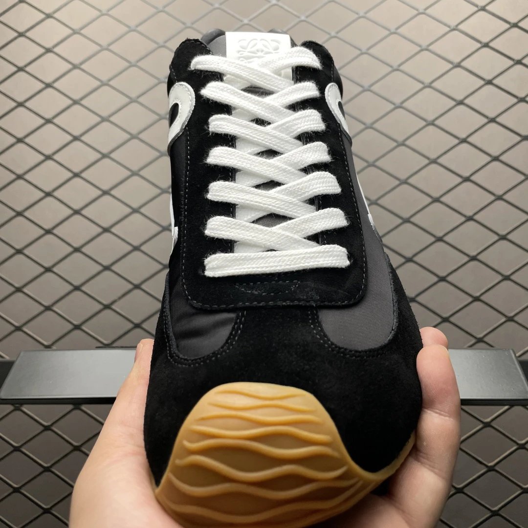 Loewe Ballet Runner Sneakers Black White - Gallery Image 9 - Detailed View