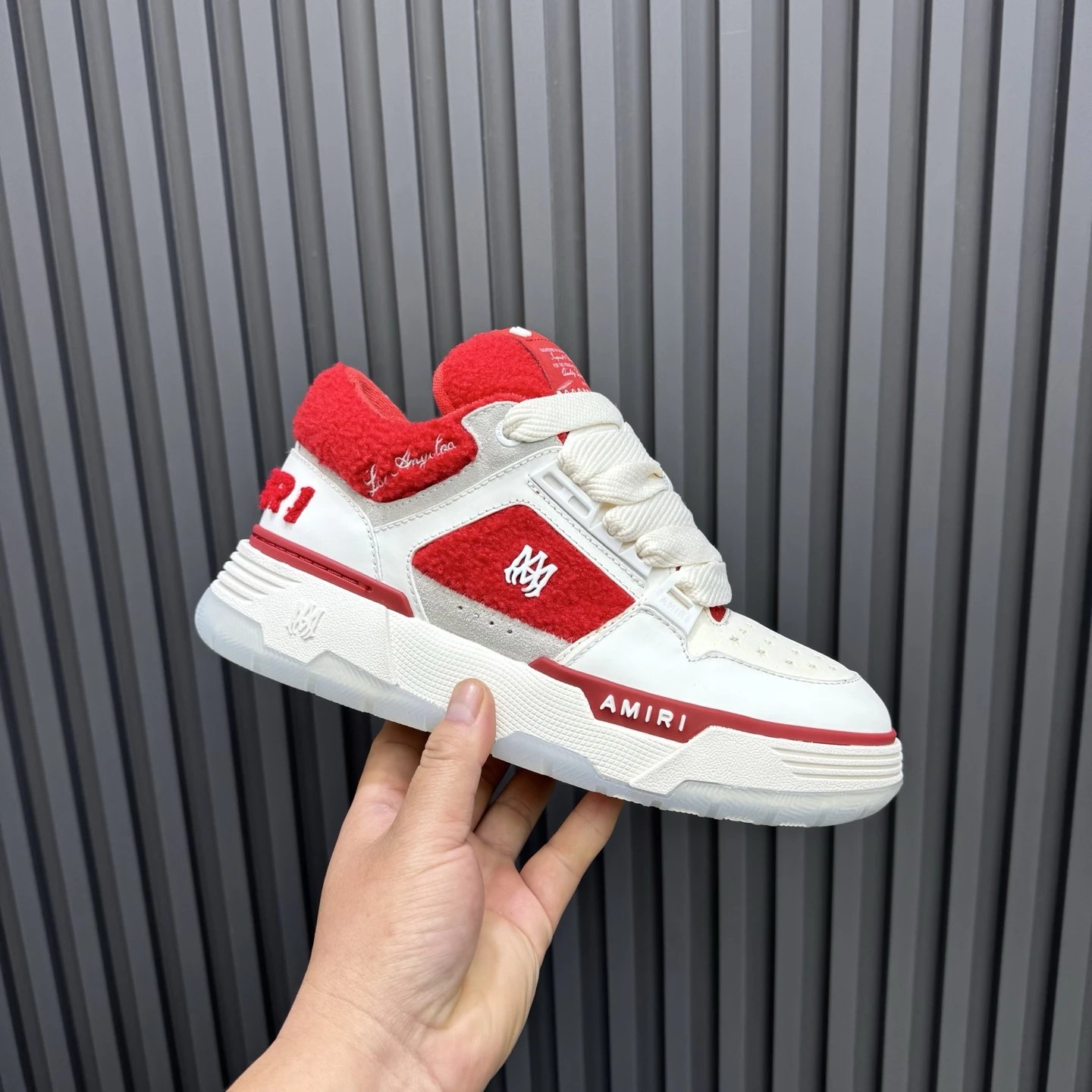 Low Top Leather Sneakers Retro Style Crimson Red - Gallery Image 3 - Detailed View