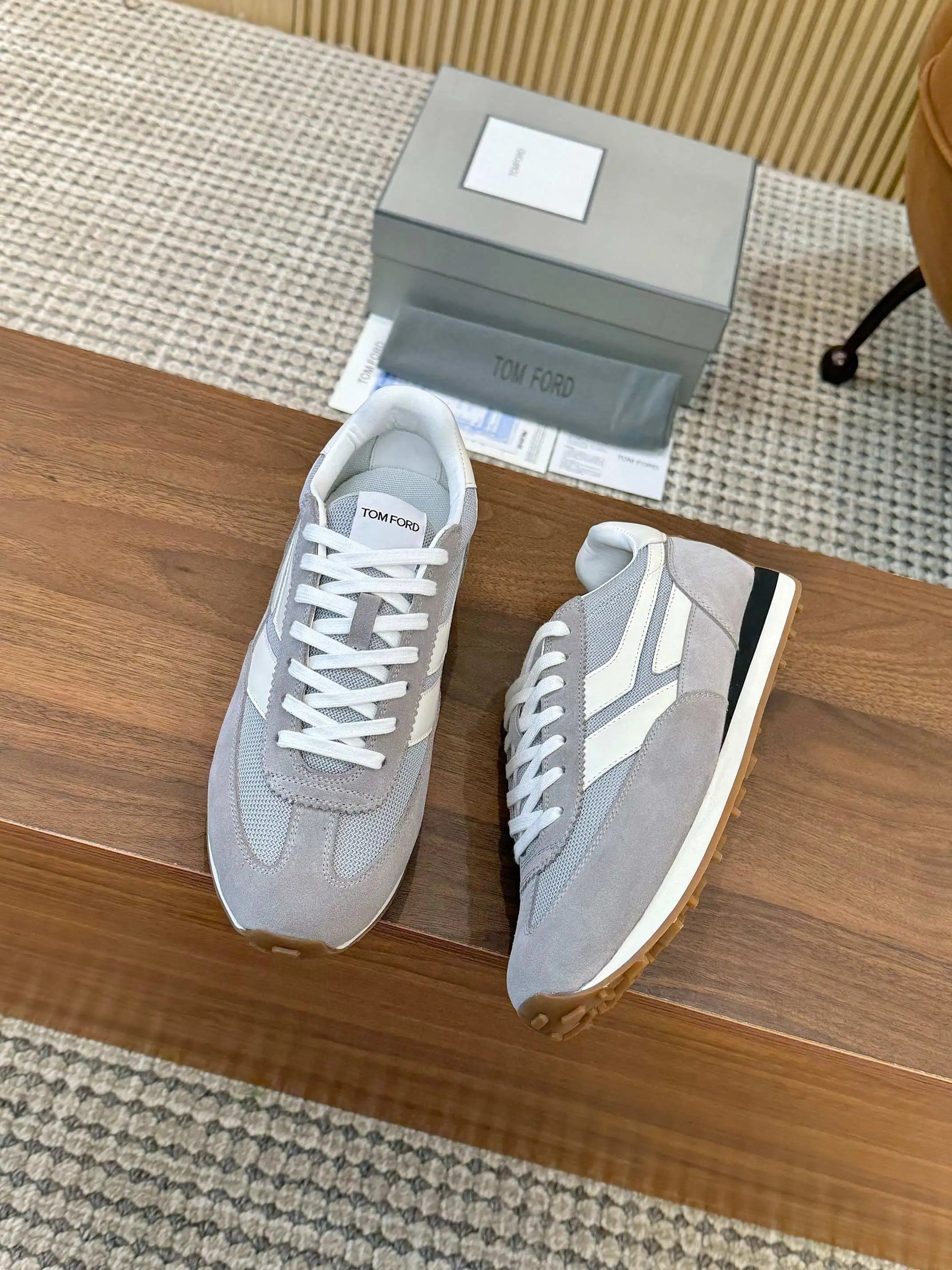 Retro Suede Mesh Low Top Sneakers Ash Grey - Gallery Image 4 - Detailed View