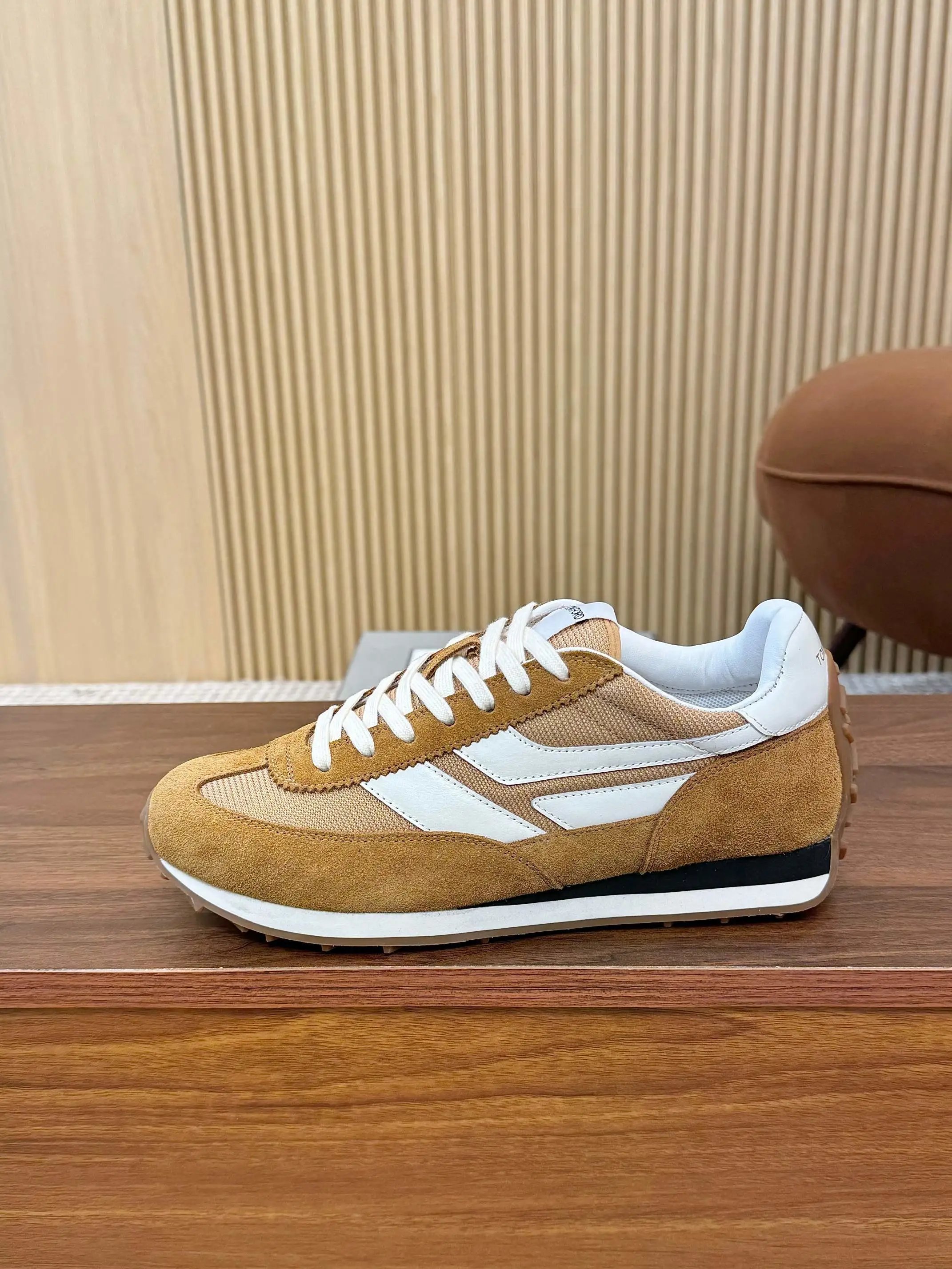 Retro Suede Mesh Sneakers Ochre - Gallery Image 1 - Detailed View