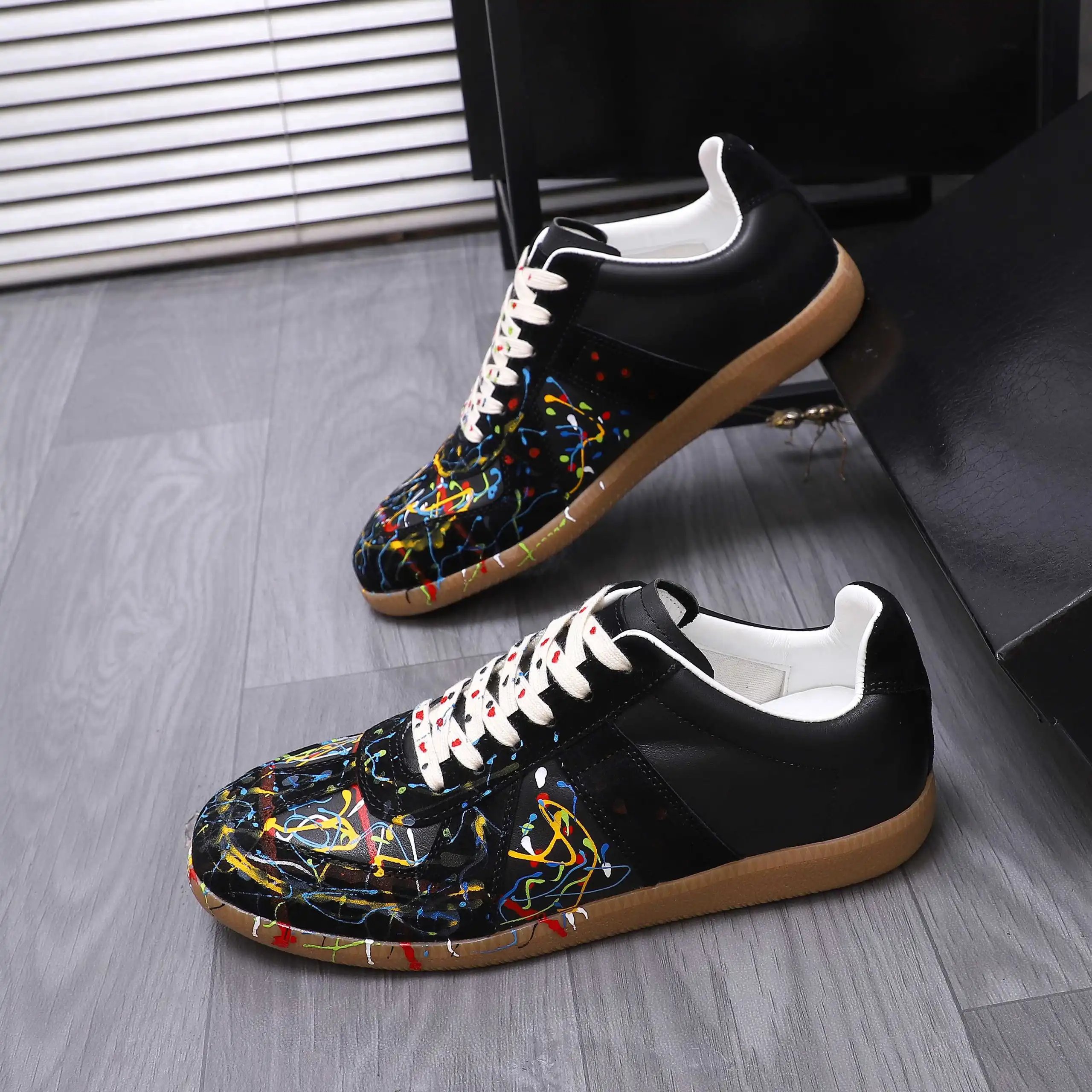 Maison Margiela Colorful Splash Sneakers Black - Gallery Image 4 - Detailed View
