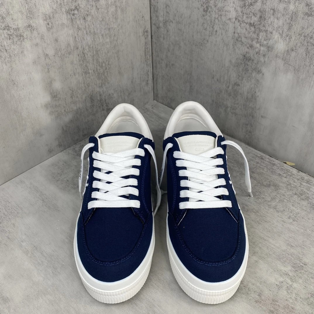Low Vulcanized Canvas Sneakers Cross Arrow Navy White - Gallery Image 4 - Detailed View