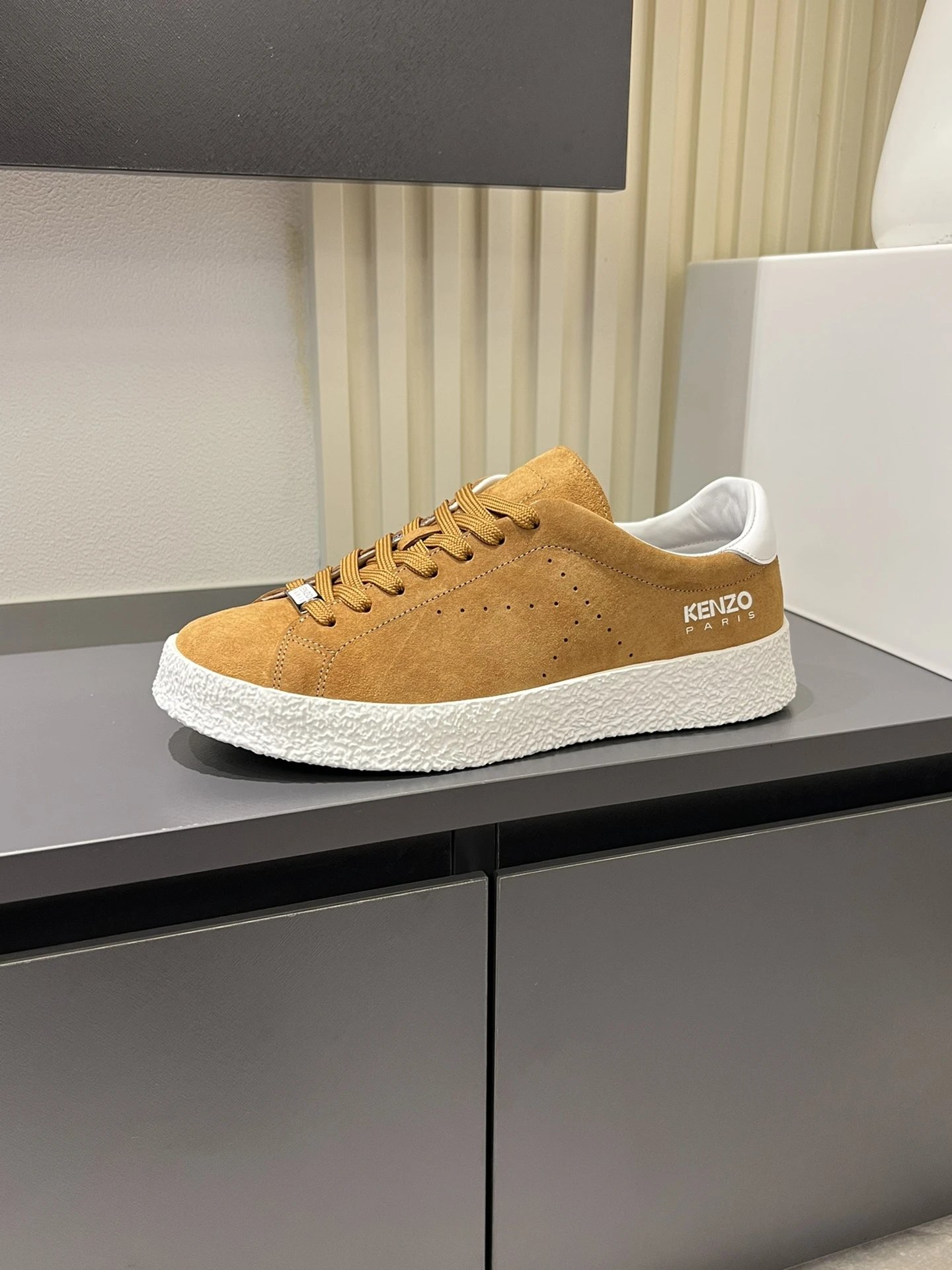 Kenzo Brown Suede Sneakers White Accent - Gallery Image 2 - Detailed View