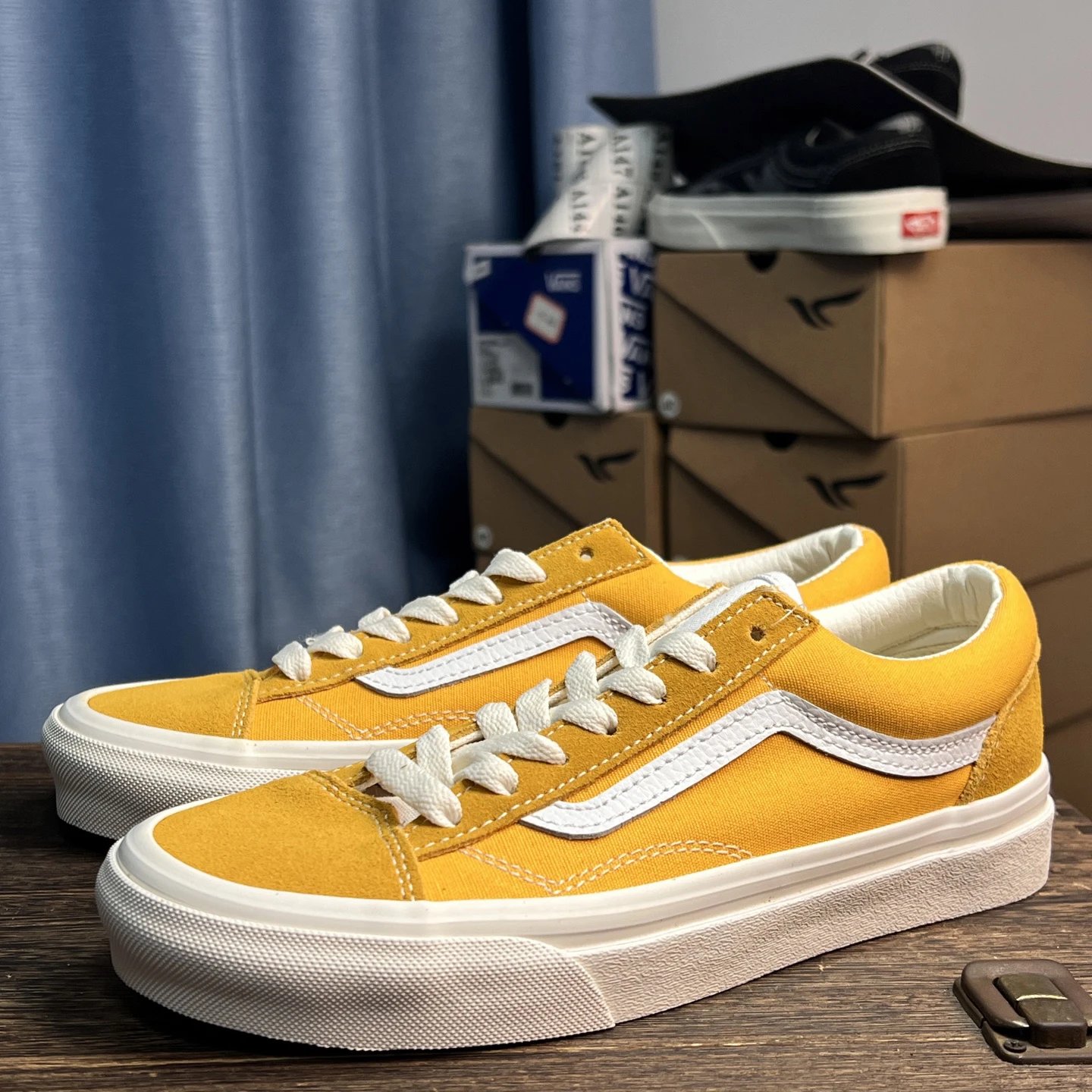 Old Skool Canvas Sneakers Vintage Amber Yellow - Gallery Image 1 - Detailed View