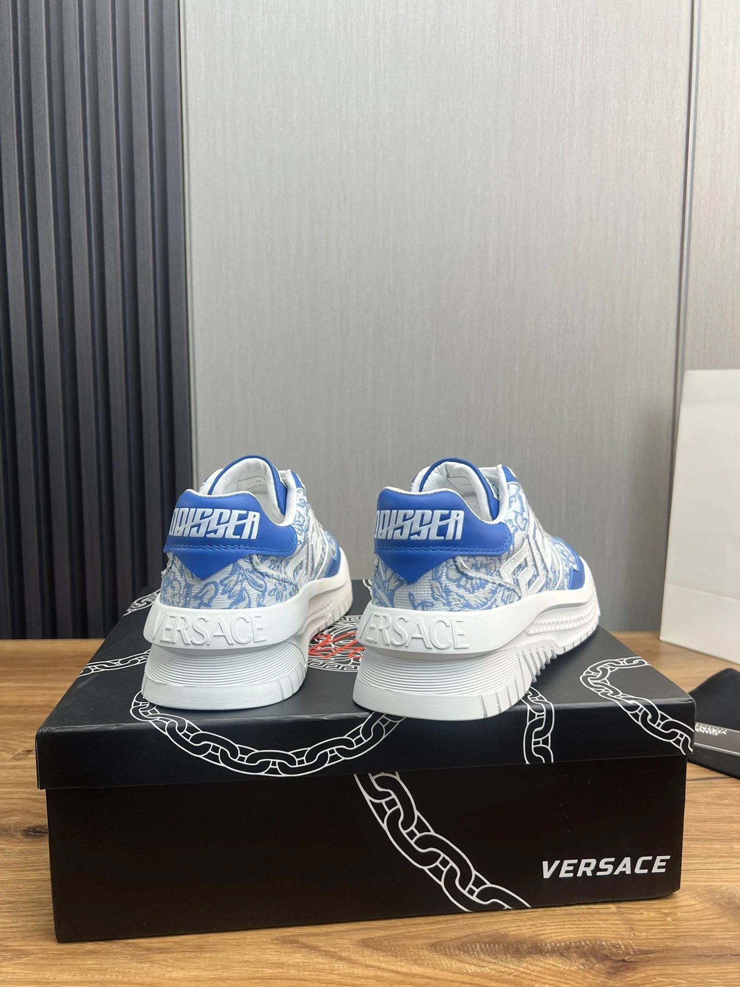 Luxury Leather Sneakers Baroque Blue - Gallery Image 6 - Detailed View