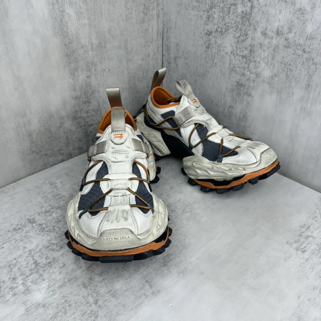 Chunky Mesh Trail Sneakers Multi-Tone Ivory Orange - Gallery Image 2 - Detailed View