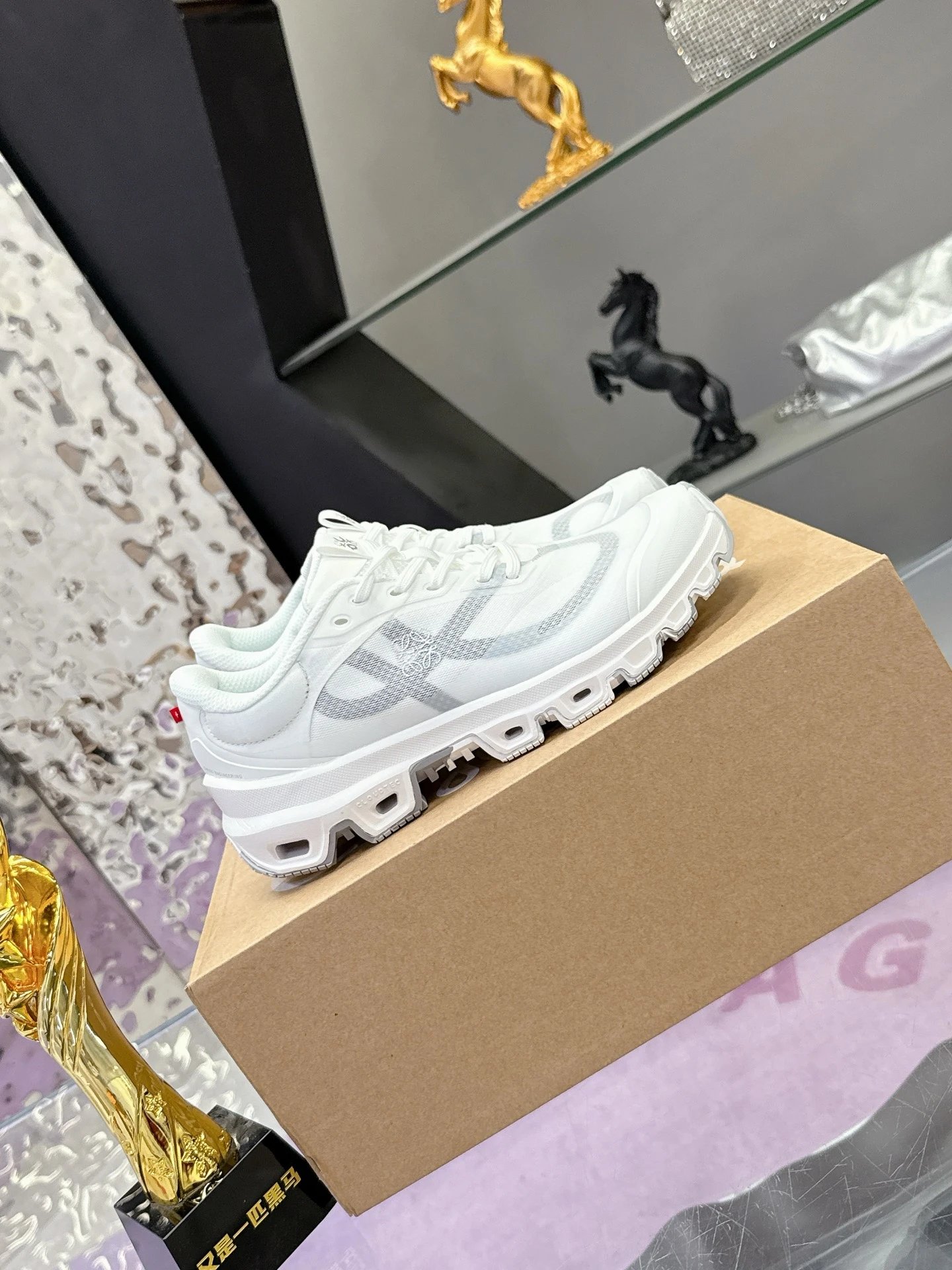 Loewe x On Running 3.0 Cloudtilt Sneakers White Grey - Gallery Image 2 - Detailed View