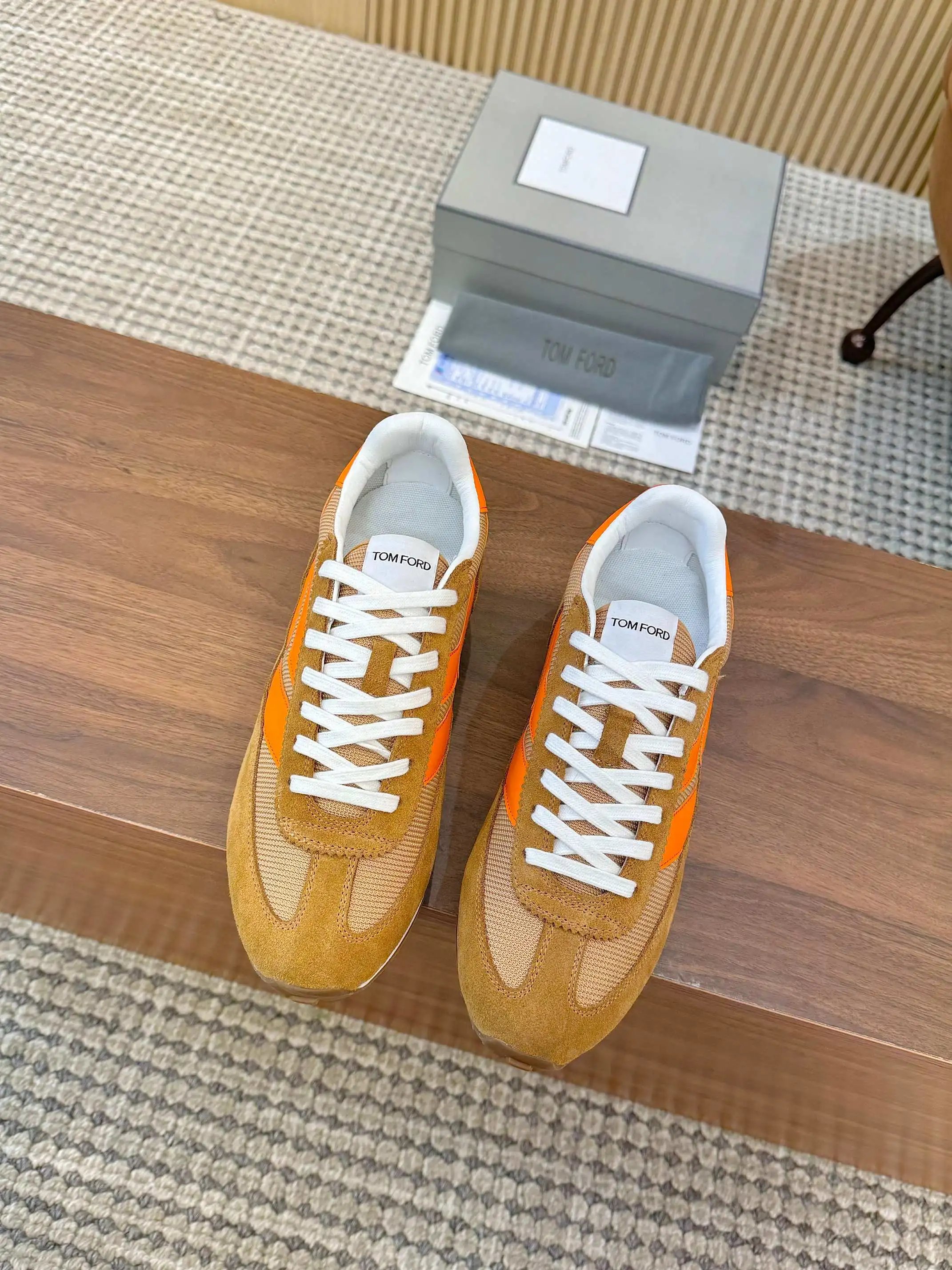 Retro Suede Mesh Sneakers Amber Orange - Gallery Image 9 - Detailed View