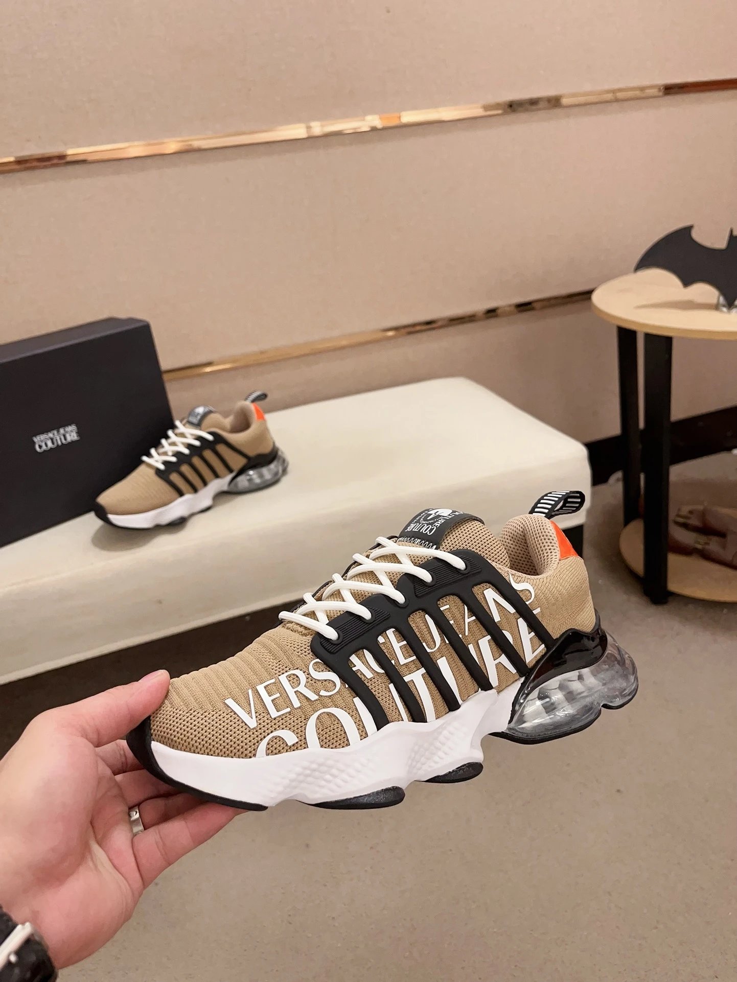 Luxury Knit Running Sneakers Sandstone - Gallery Image 3 - Detailed View