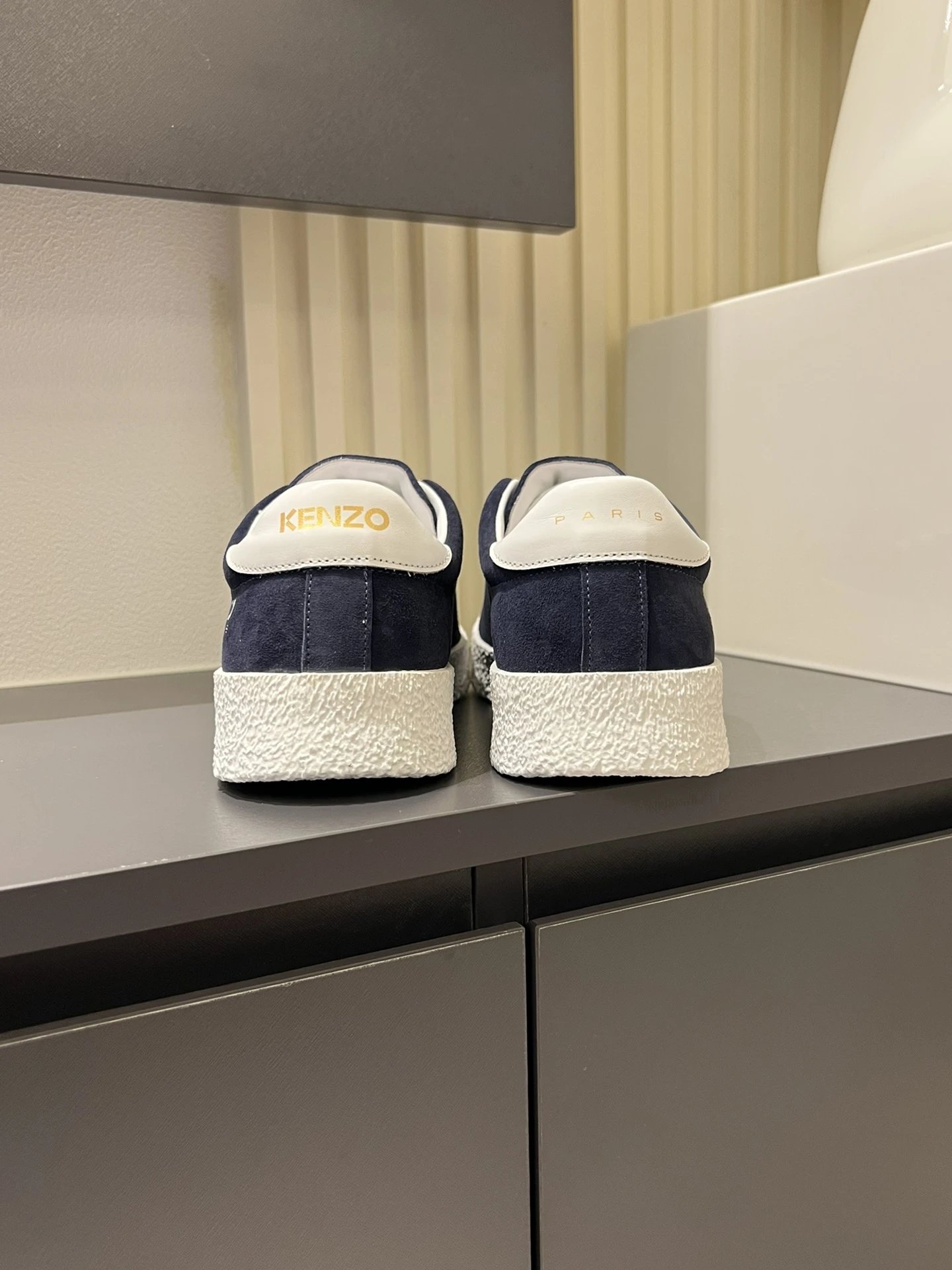 Kenzo Blue Suede Sneakers White Accent - Gallery Image 9 - Detailed View