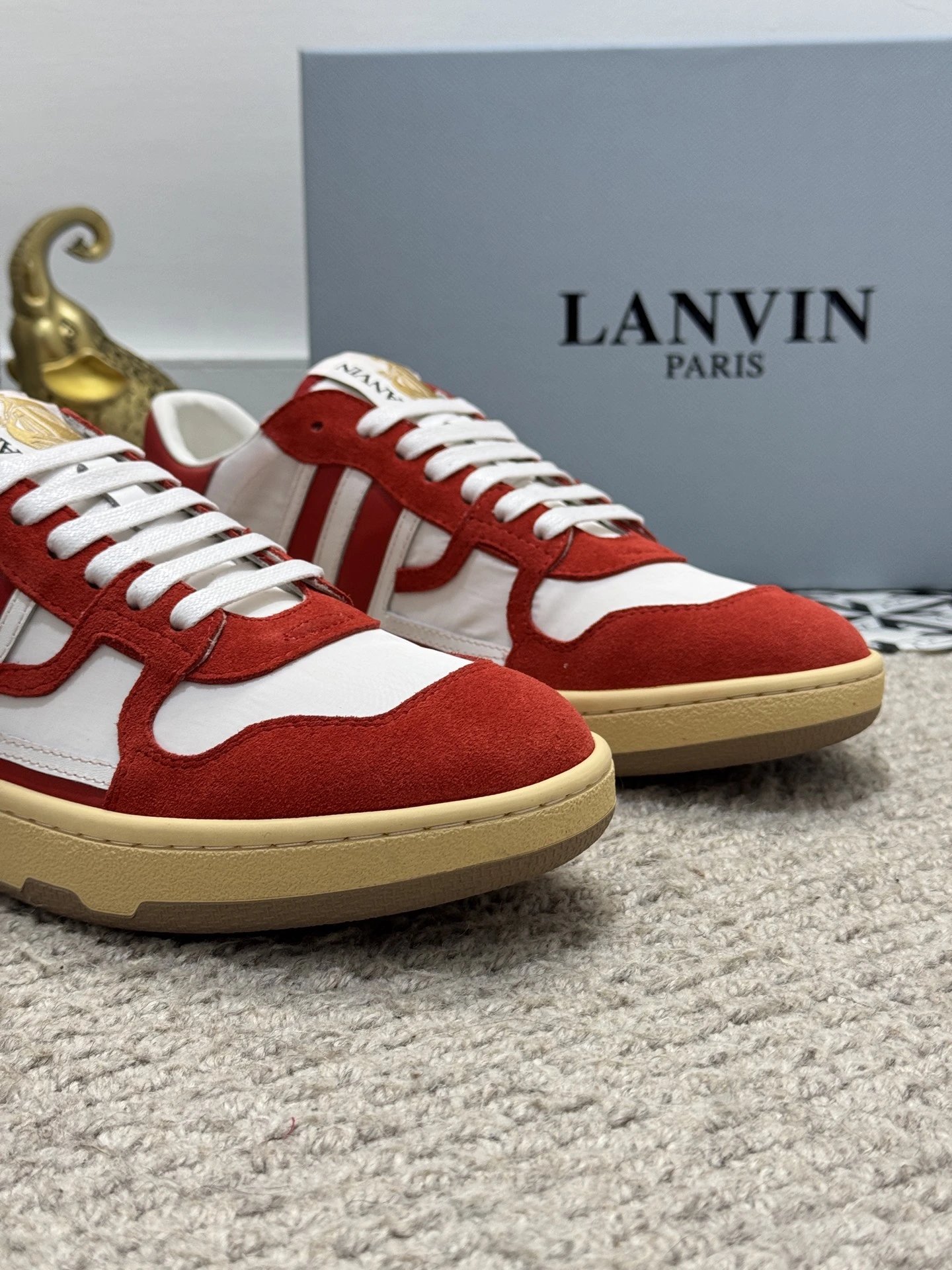 Lanvin Bumpr Sneakers Red White - Gallery Image 3 - Detailed View