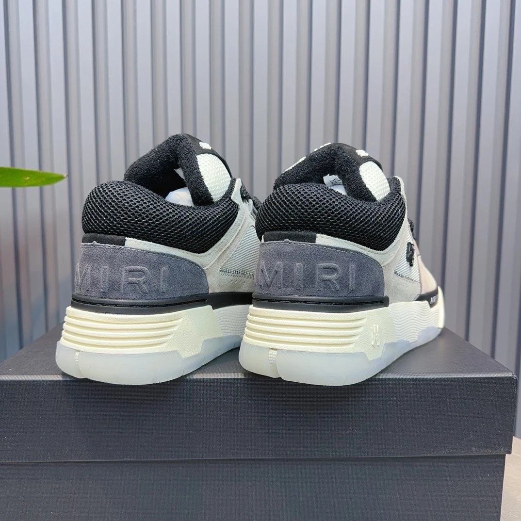 Unisex Leather Low Top Sneakers Retro Grey - Gallery Image 5 - Detailed View