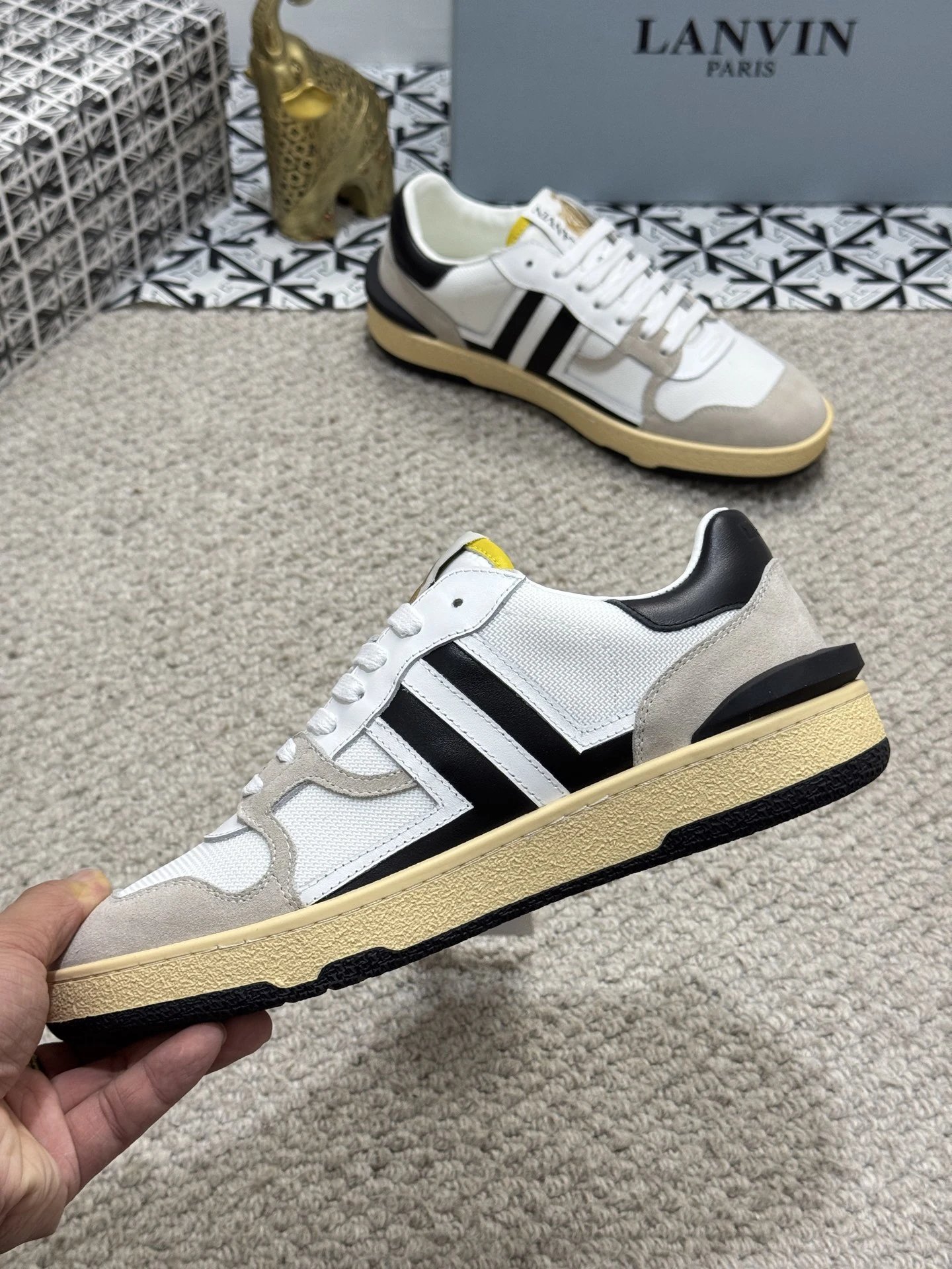 Lanvin Bumper Sneakers White Black - Gallery Image 9 - Detailed View