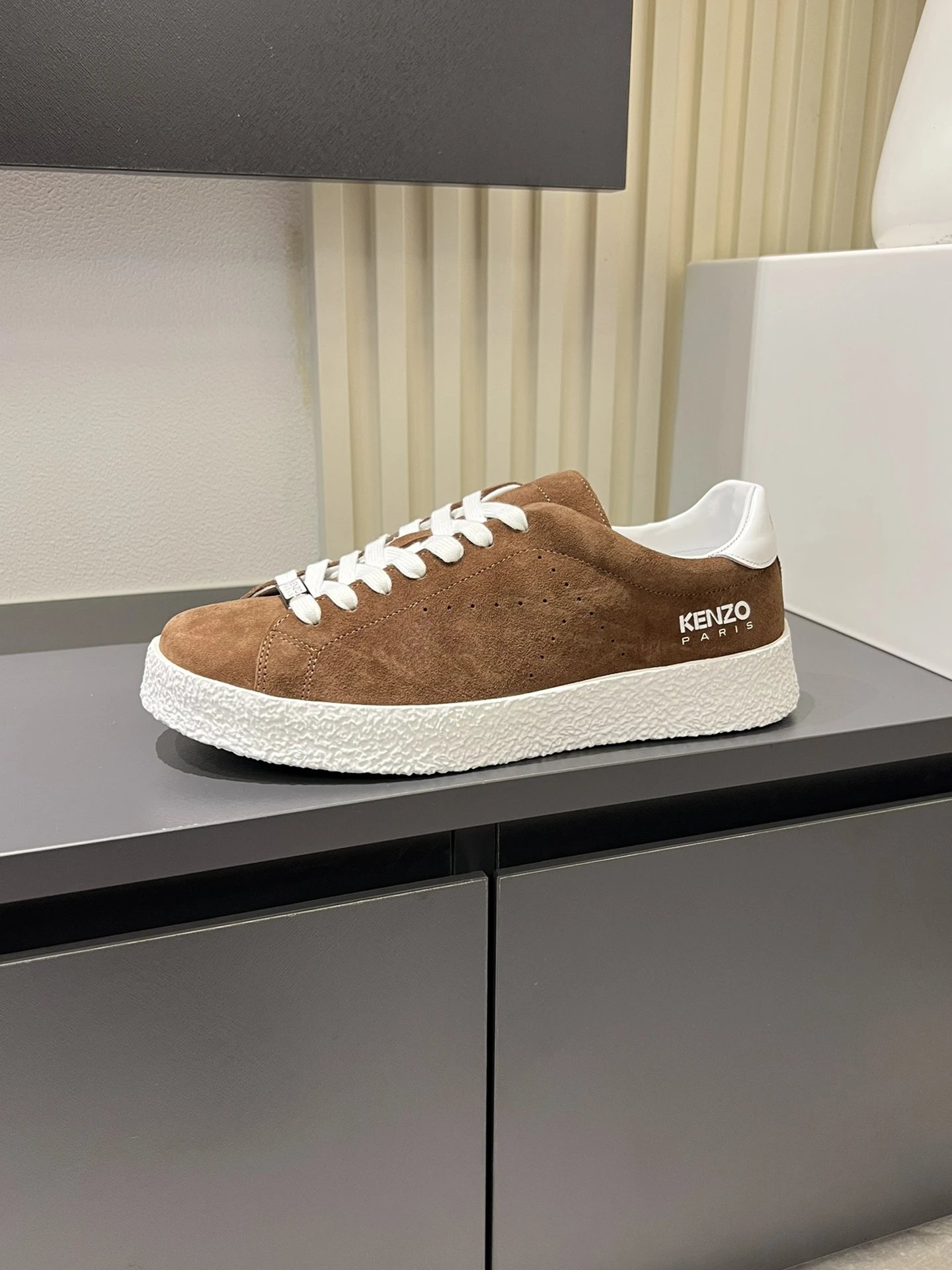 Kenzo Suede Sneakers Brown White - Gallery Image 2 - Detailed View