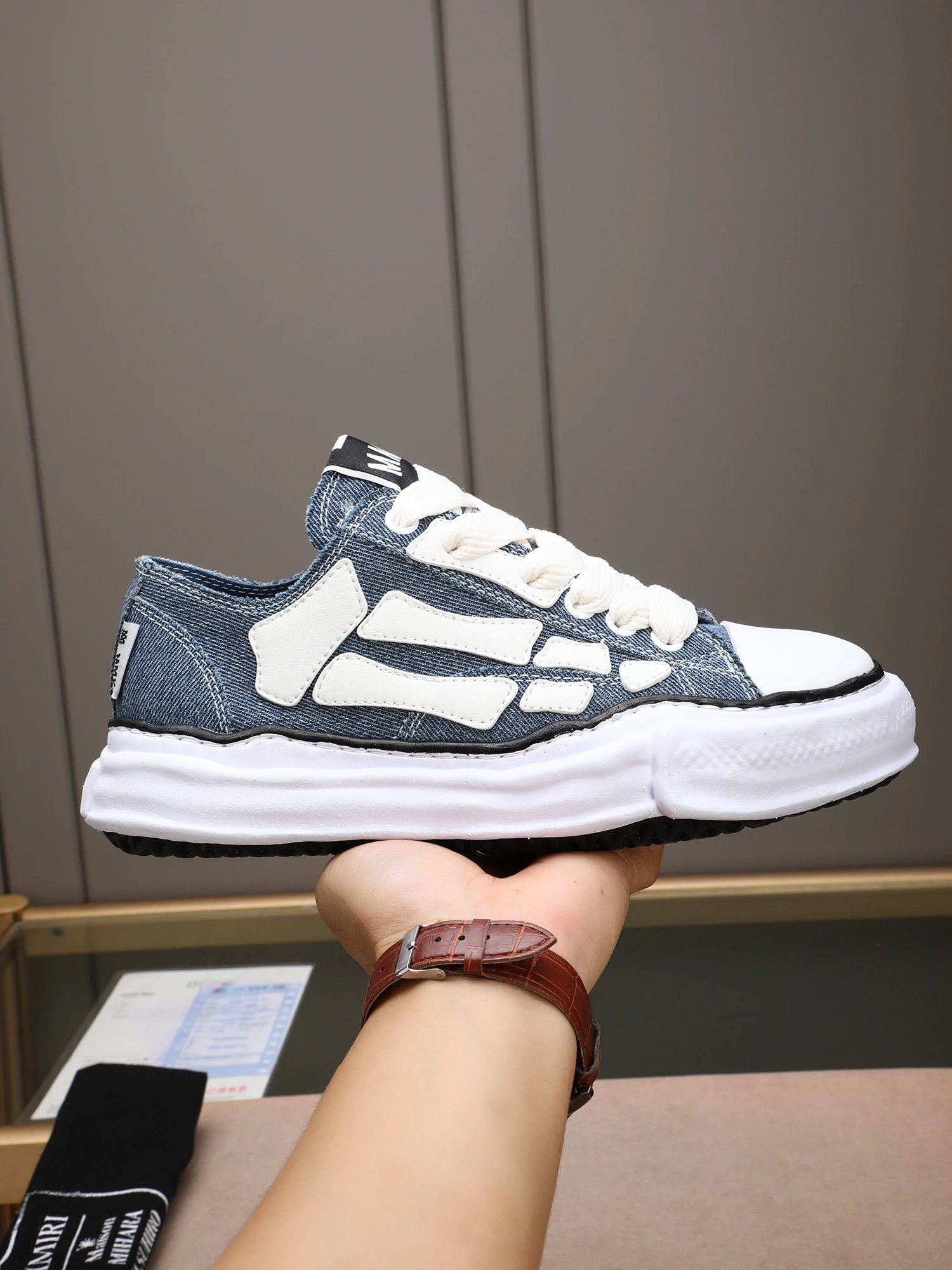Maison MIHARA YASUHIR MMY Blue Sneakers White Bone - Gallery Image 1 - Detailed View