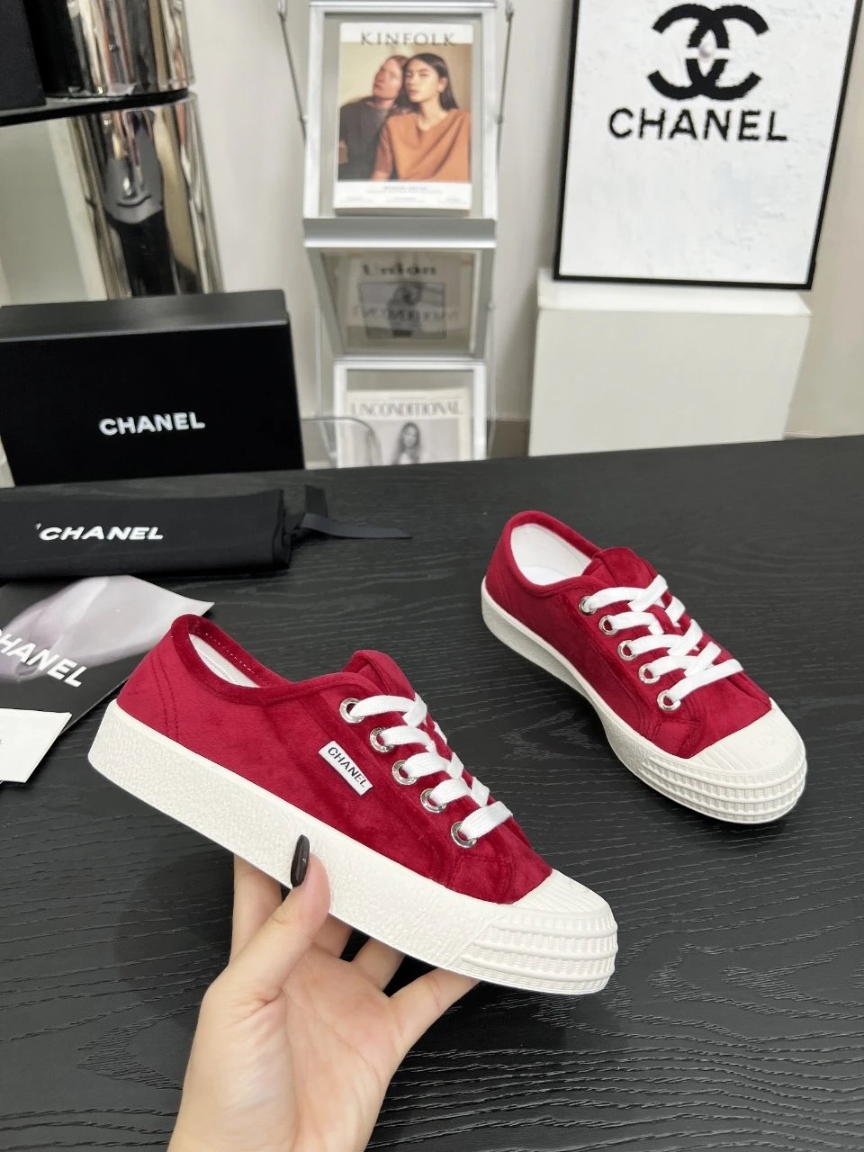 Chanel Vintage Red Sneakers - Gallery Image 4 - Detailed View