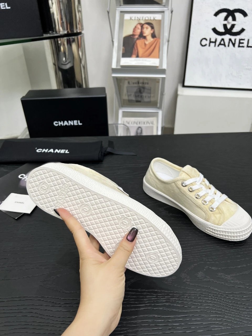 Chanel Vintage Beige Sneakers - Gallery Image 7 - Detailed View