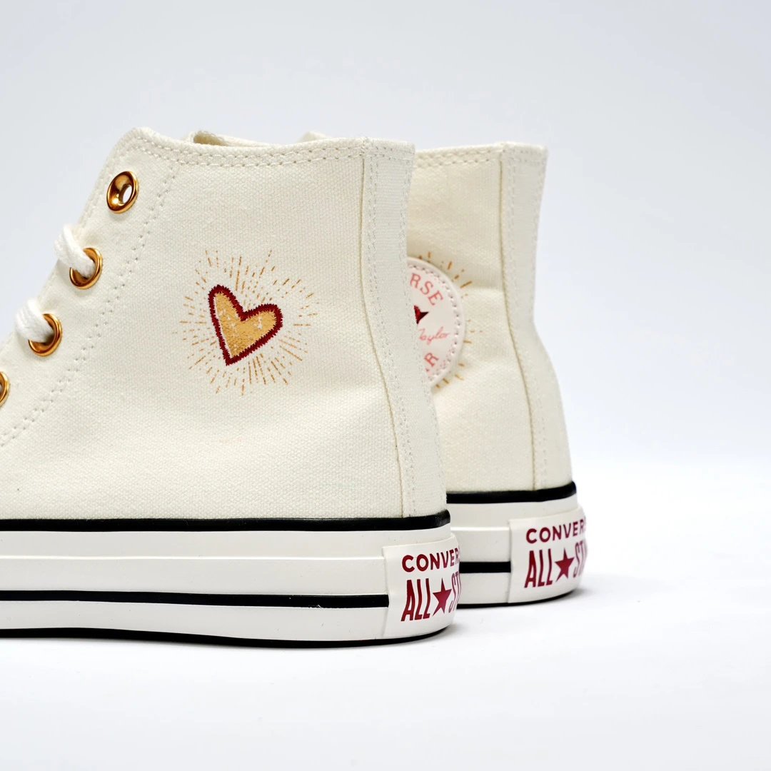 Valentine Canvas High Top Sneakers Ivory Gold - Gallery Image 7 - Detailed View