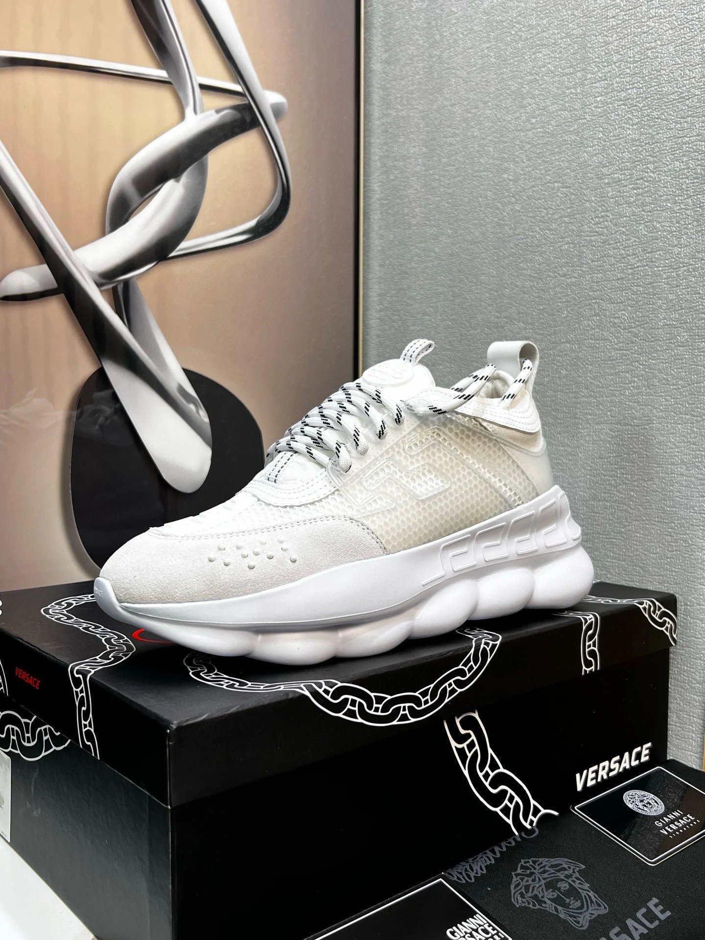 Chunky Leather Sneakers Ivory White - Related Product - Cnfans