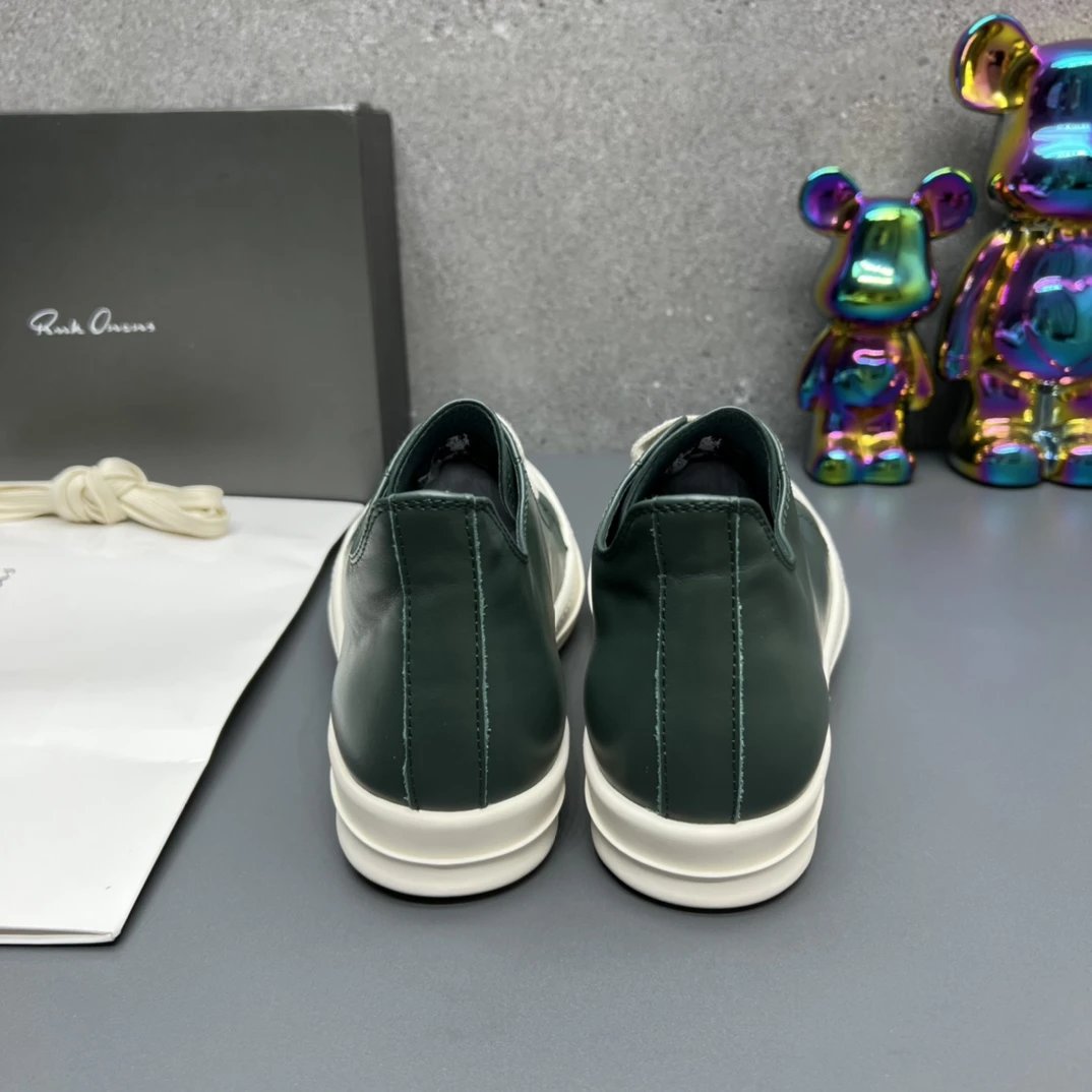 Rick Owens Leather Sneakers Dark Green  - Gallery Image 8 - Detailed View