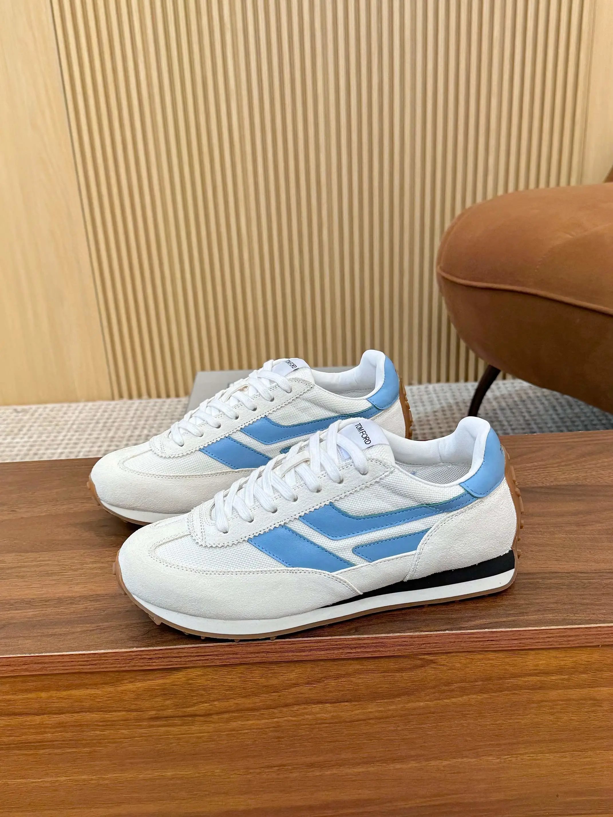 Retro Suede Mesh Sneakers Powder Blue - Gallery Image 3 - Detailed View