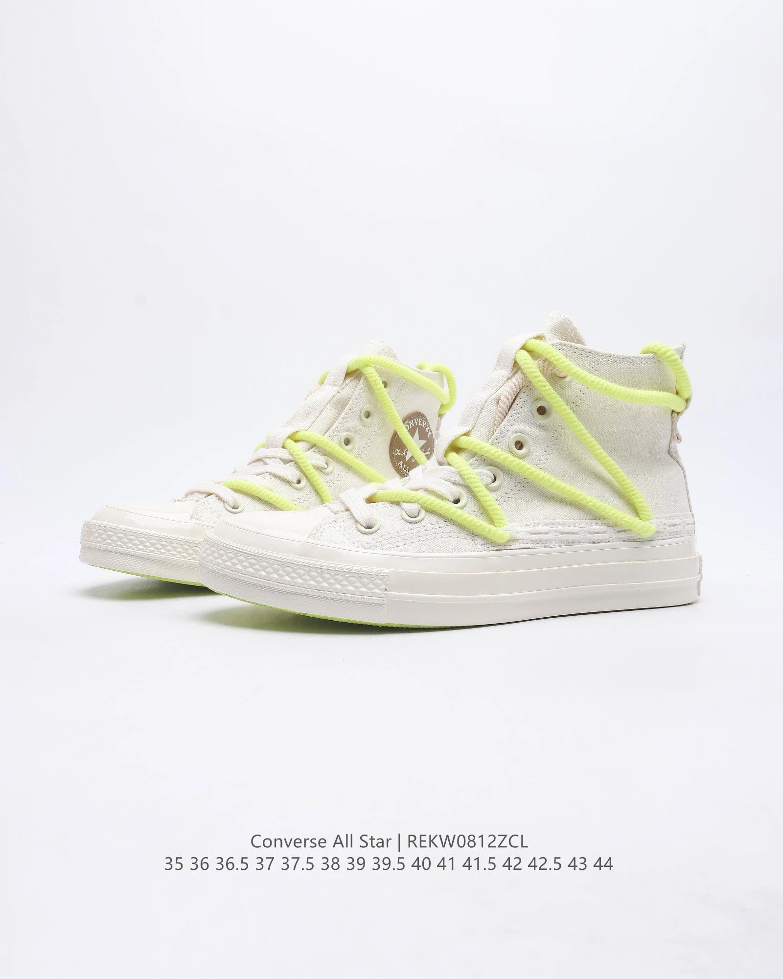 Unisex Canvas High Top Skate Shoes Ivory Lemon - Gallery Image 2 - Detailed View