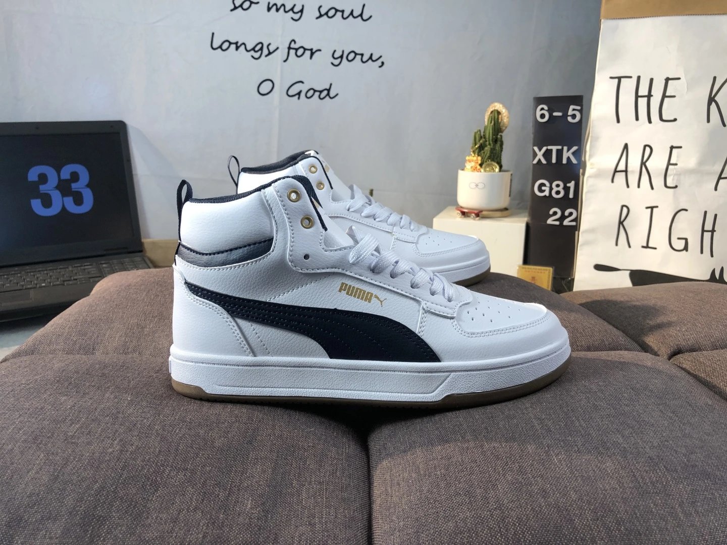 Puma Rah Sampson High-Top Sneakers White Black - Gallery Image 1 - Detailed View