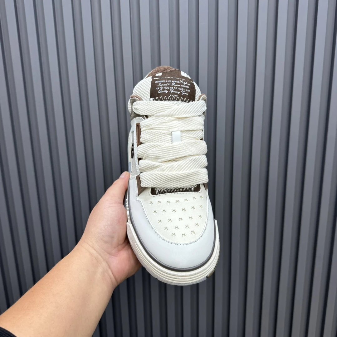 Low Top Leather Mesh Skate Shoes Ivory Mocha - Gallery Image 4 - Detailed View