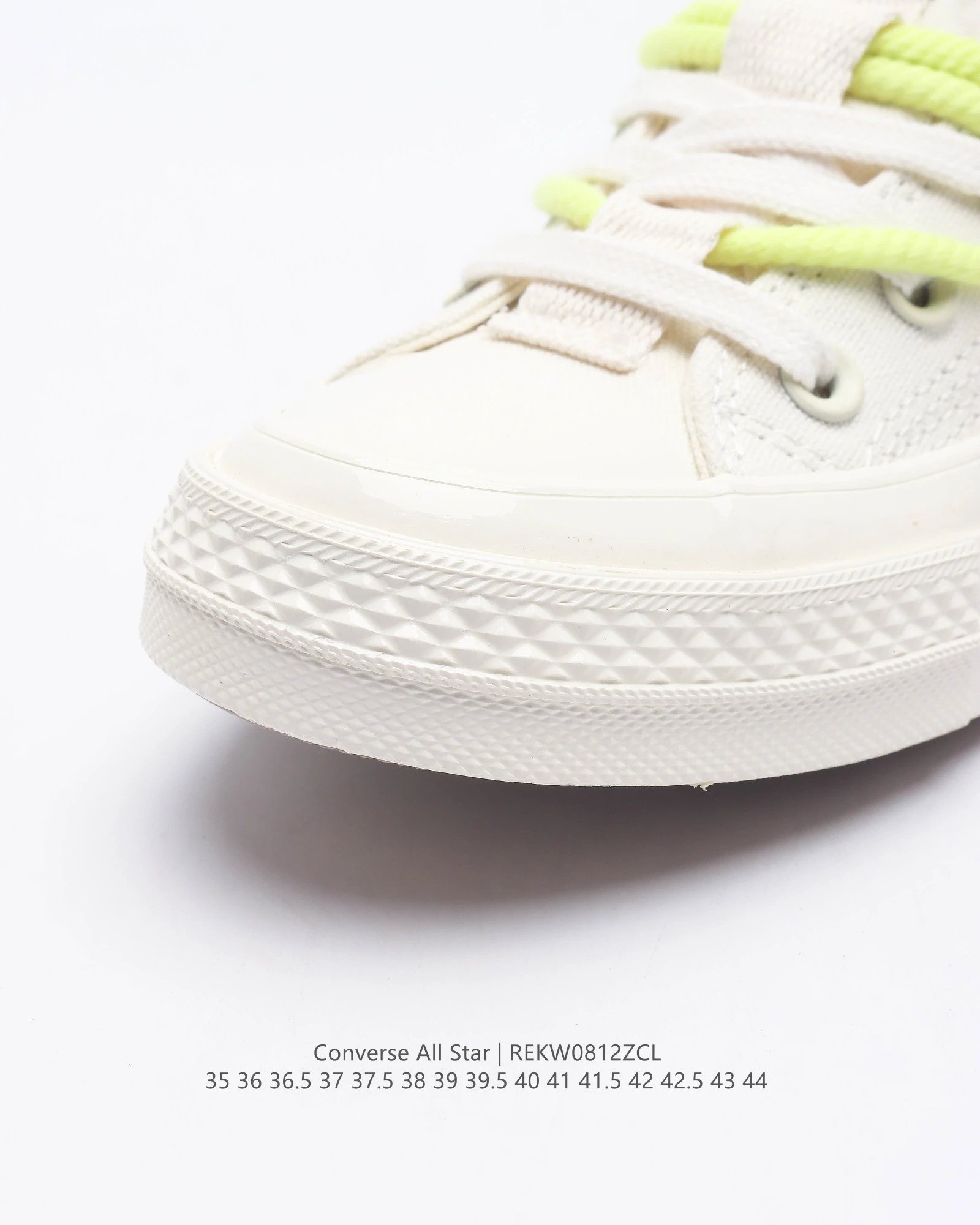 Deconstructed Canvas Low Top Sneakers Ivory with Neon Yellow - Gallery Image 7 - Detailed View