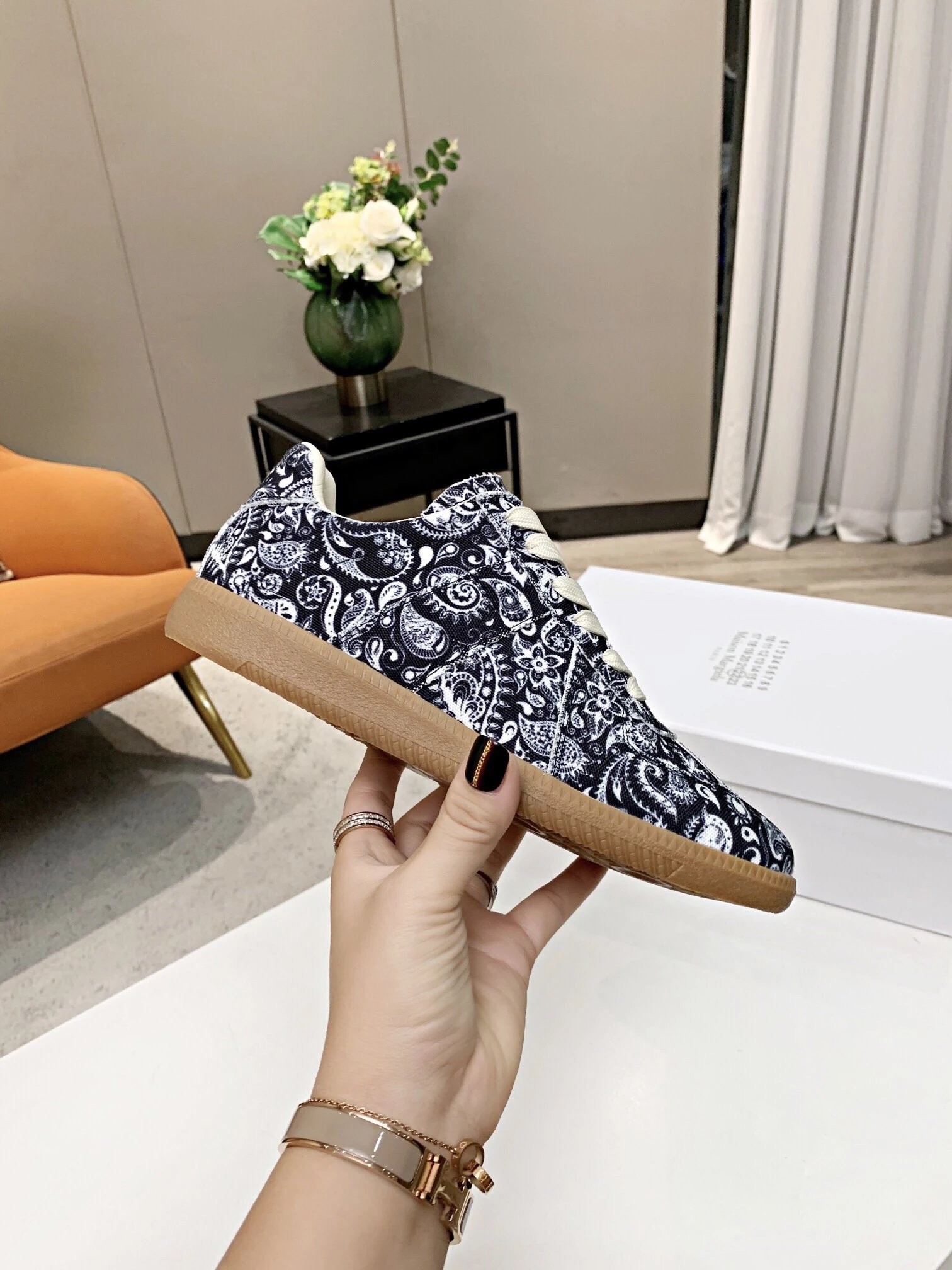 Maison Margiela MM6 Paisley Trainers Blue - Gallery Image 5 - Detailed View