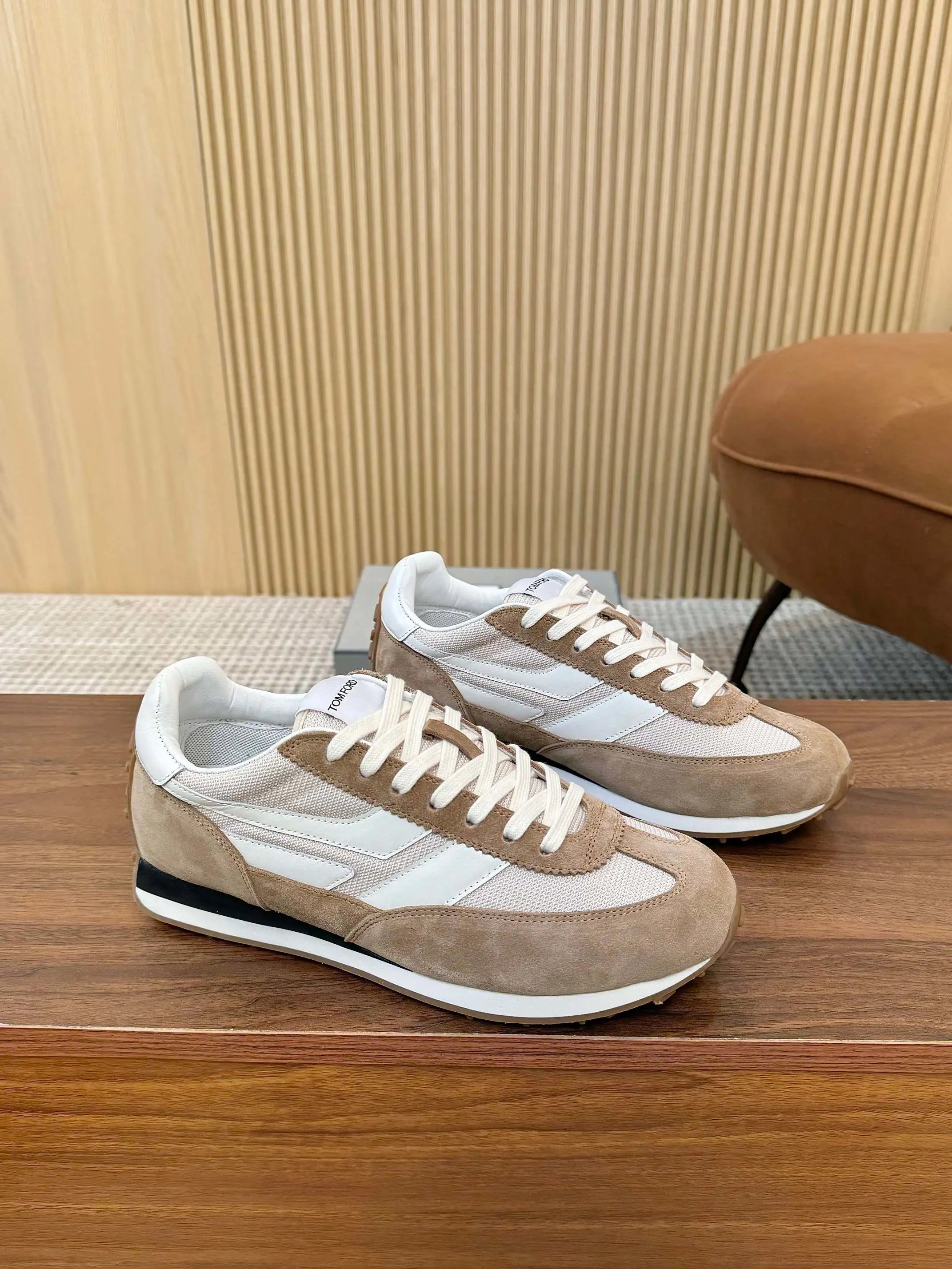 Vintage Suede Mesh Low Top Sneakers Sandstone - Gallery Image 2 - Detailed View